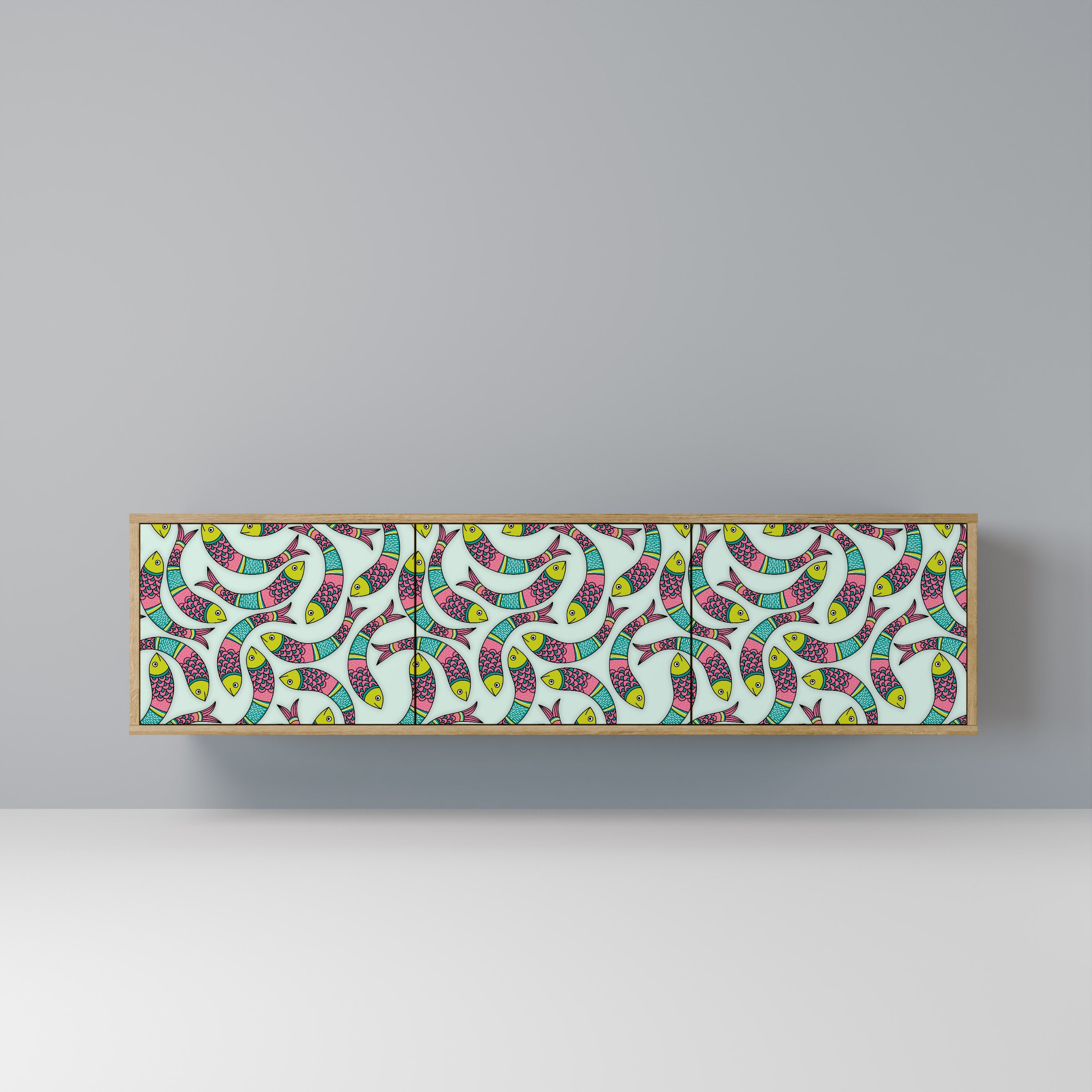 INDIAN FISH Móvel de TV com 3 Portas em Efeito Carvalho