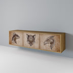 STEAMPUNK CLAN Móvel de TV com 3 Portas em Efeito Carvalho