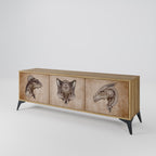 STEAMPUNK CLAN Móvel de TV com 3 Portas em Efeito Carvalho