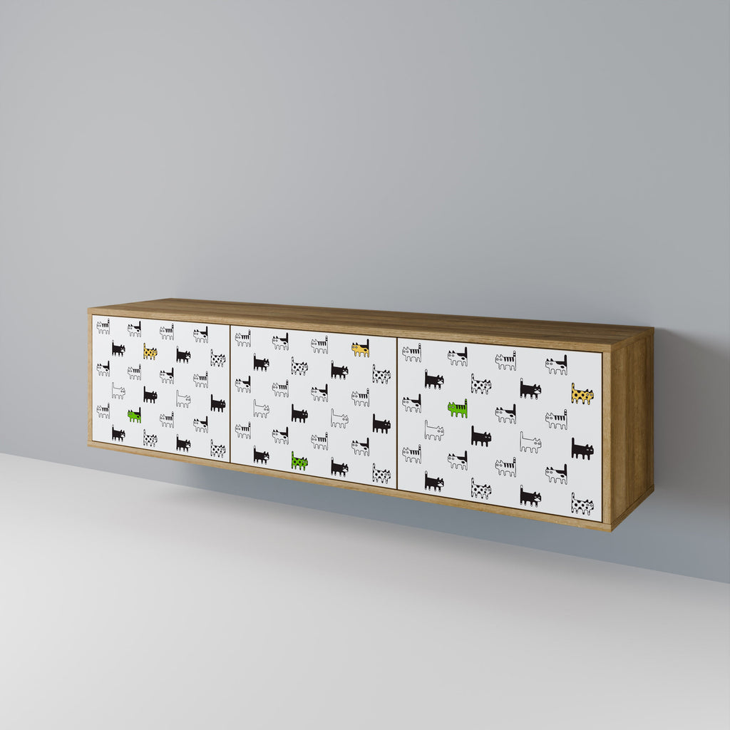 CATS COMPILATION Móvel de TV com 3 Portas em Efeito Carvalho