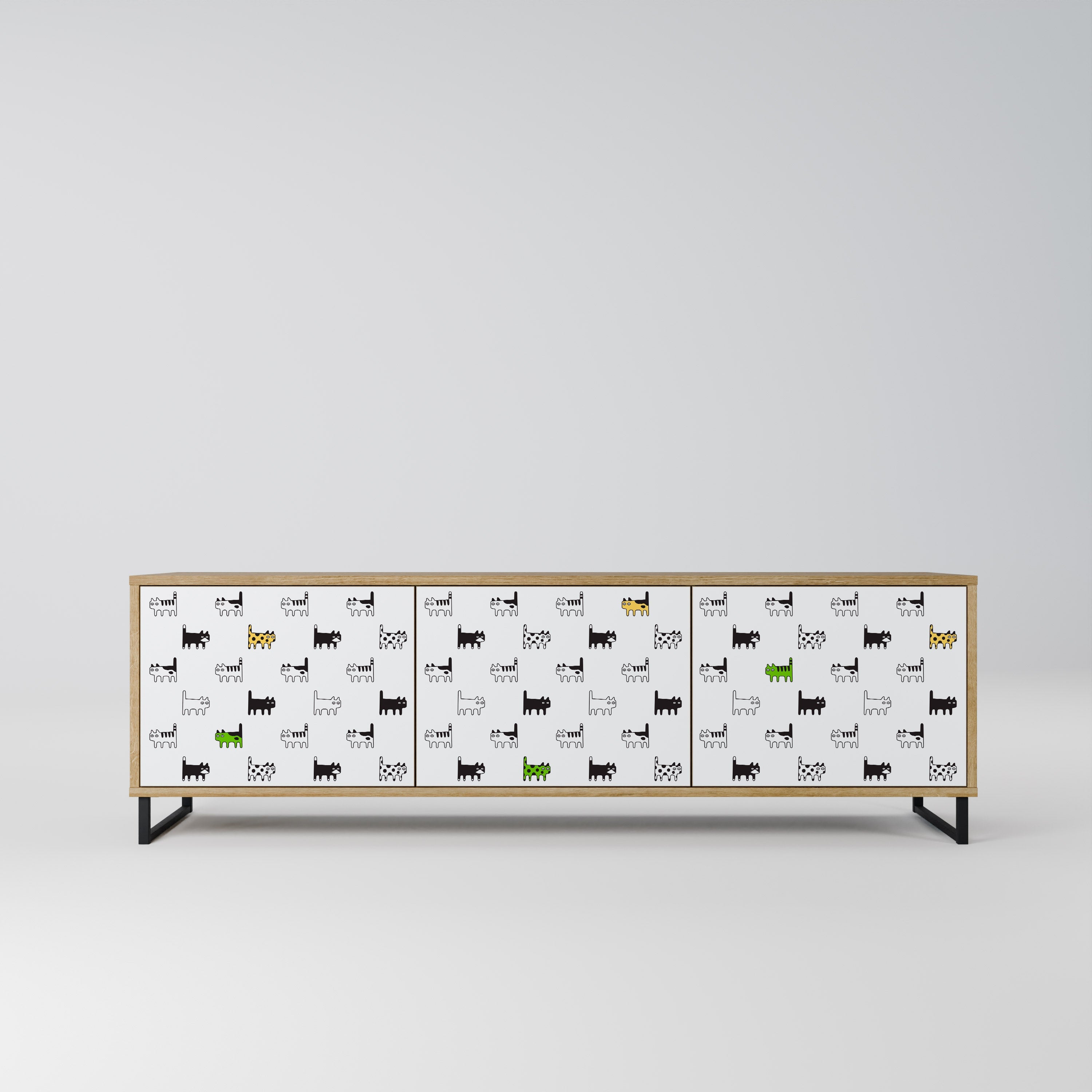 CATS COMPILATION Móvel de TV com 3 Portas em Efeito Carvalho