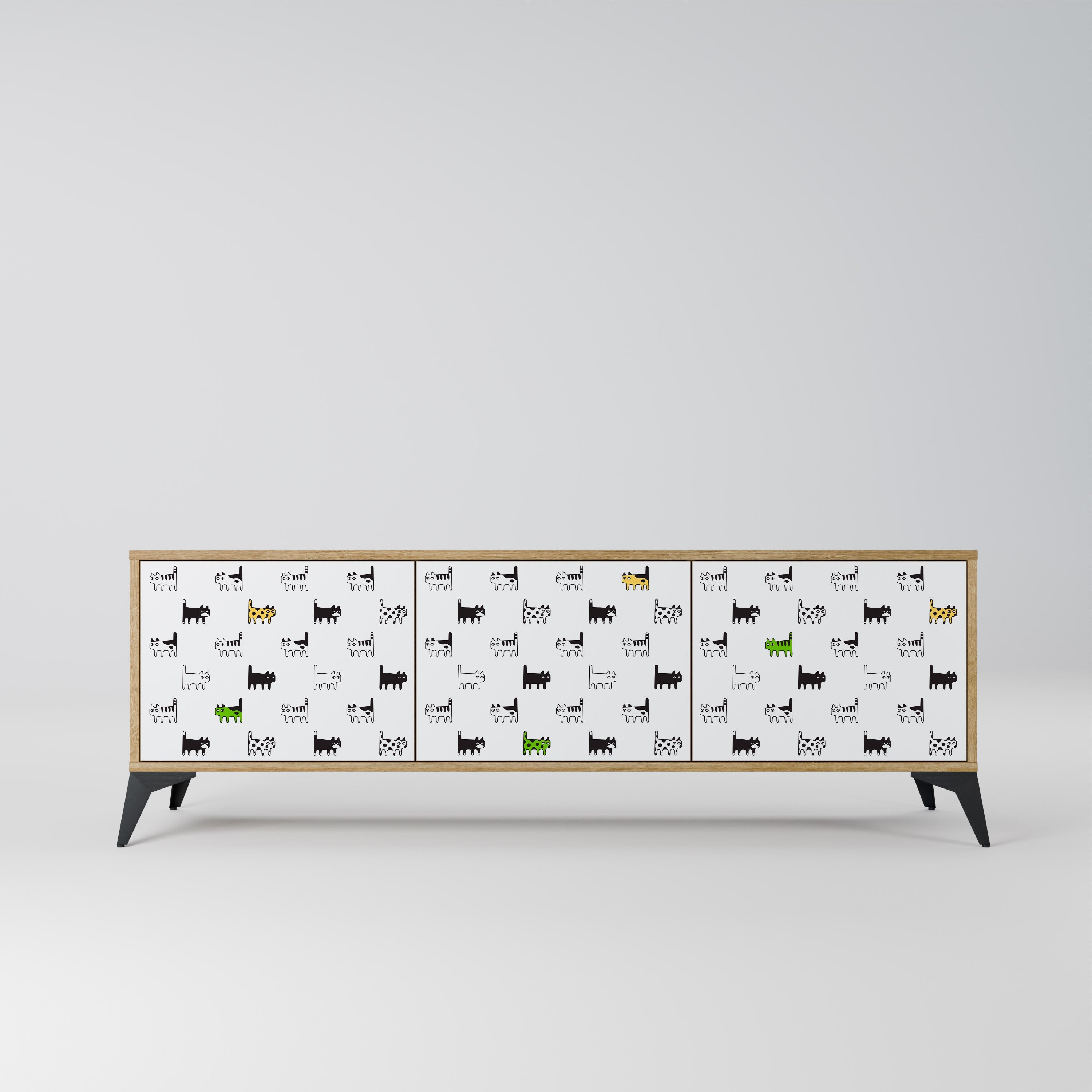 CATS COMPILATION Móvel de TV com 3 Portas em Efeito Carvalho