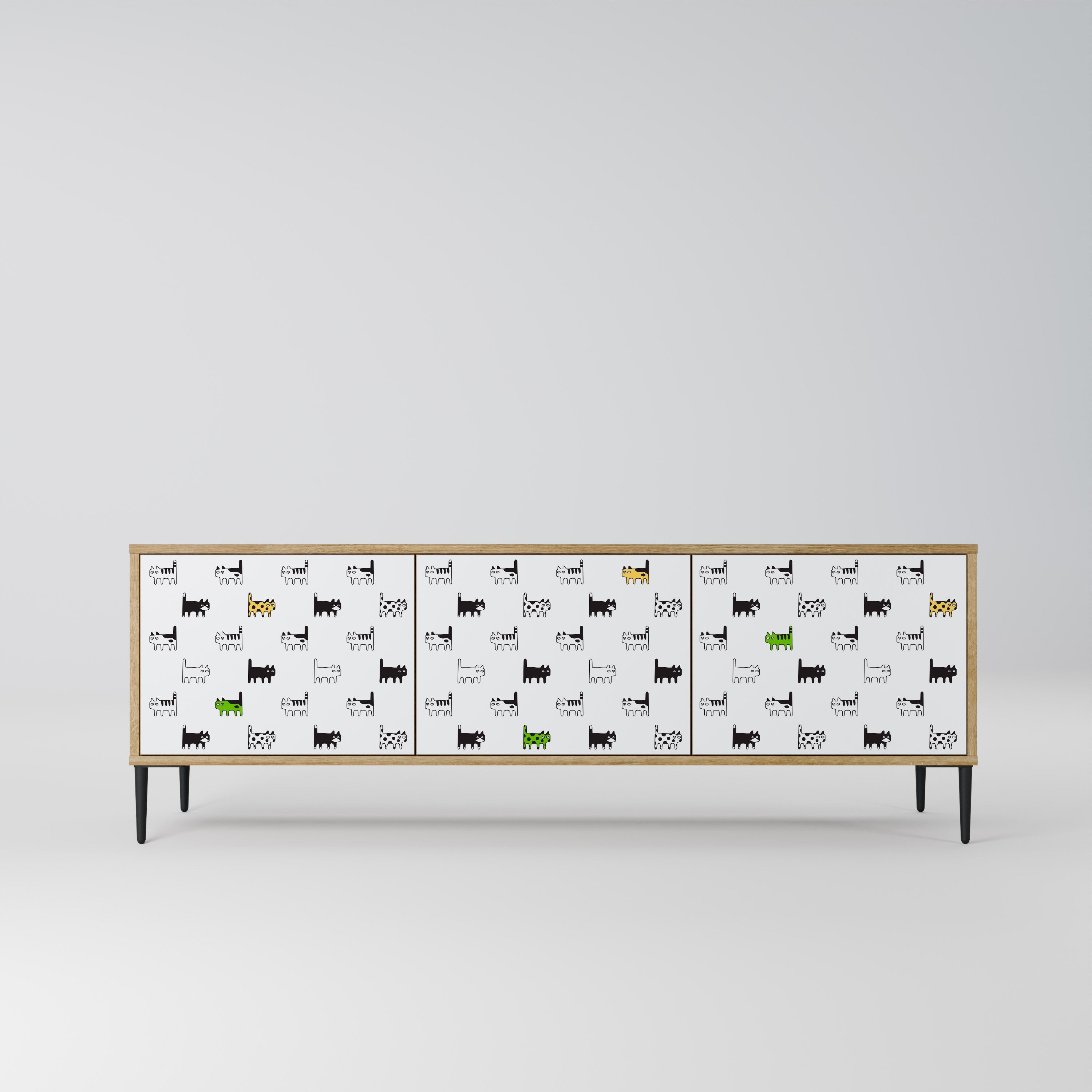 CATS COMPILATION Móvel de TV com 3 Portas em Efeito Carvalho