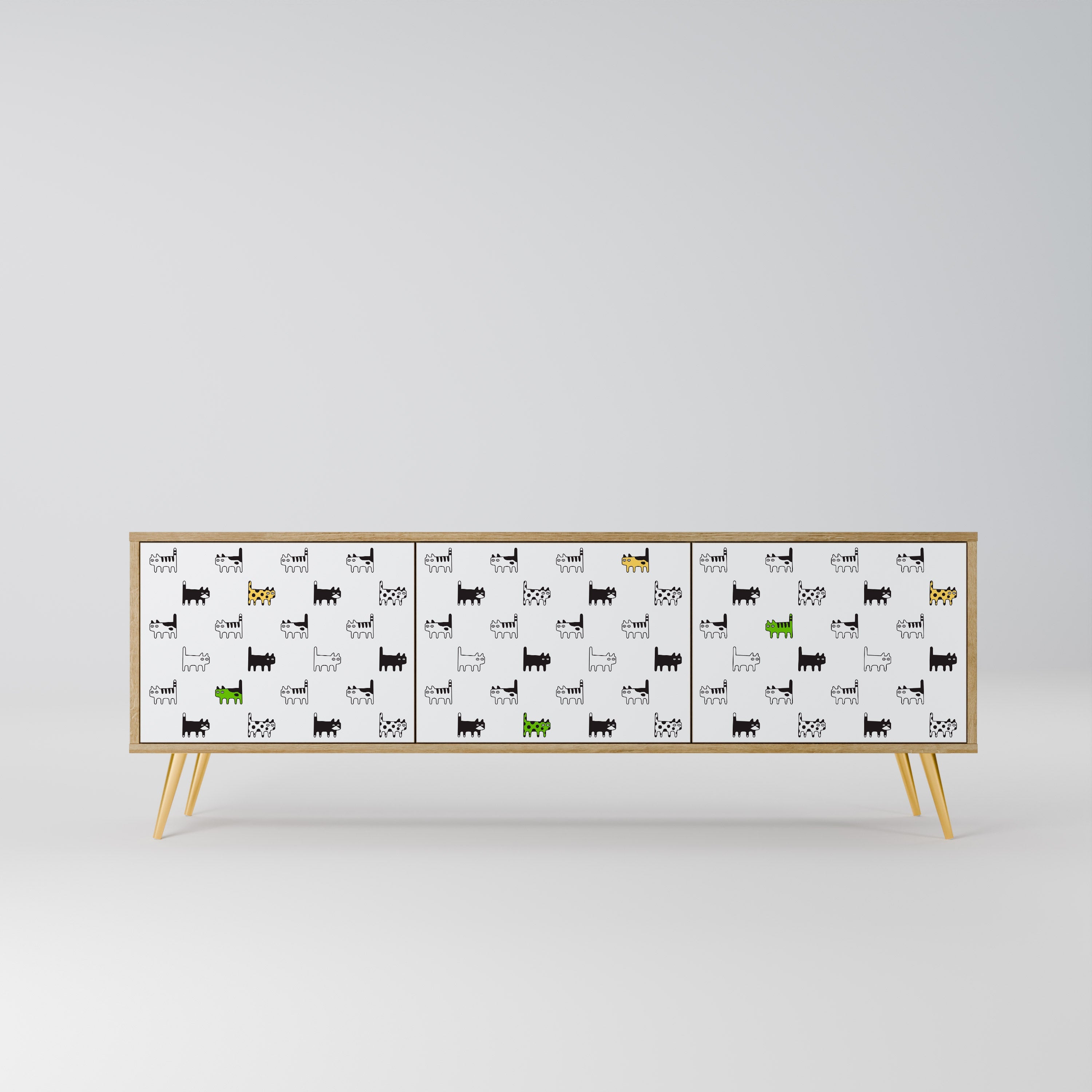 CATS COMPILATION Móvel de TV com 3 Portas em Efeito Carvalho