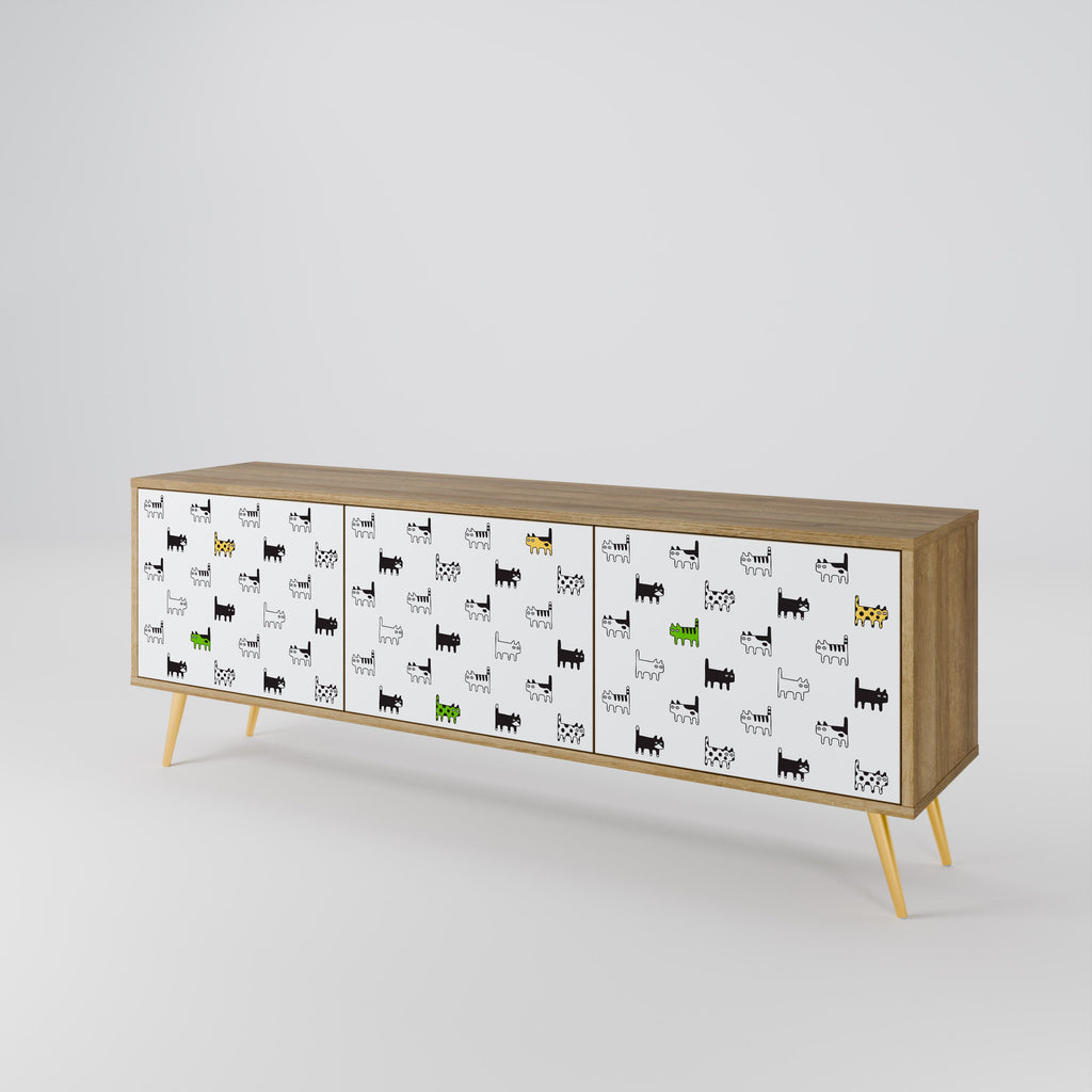 CATS COMPILATION Móvel de TV com 3 Portas em Efeito Carvalho