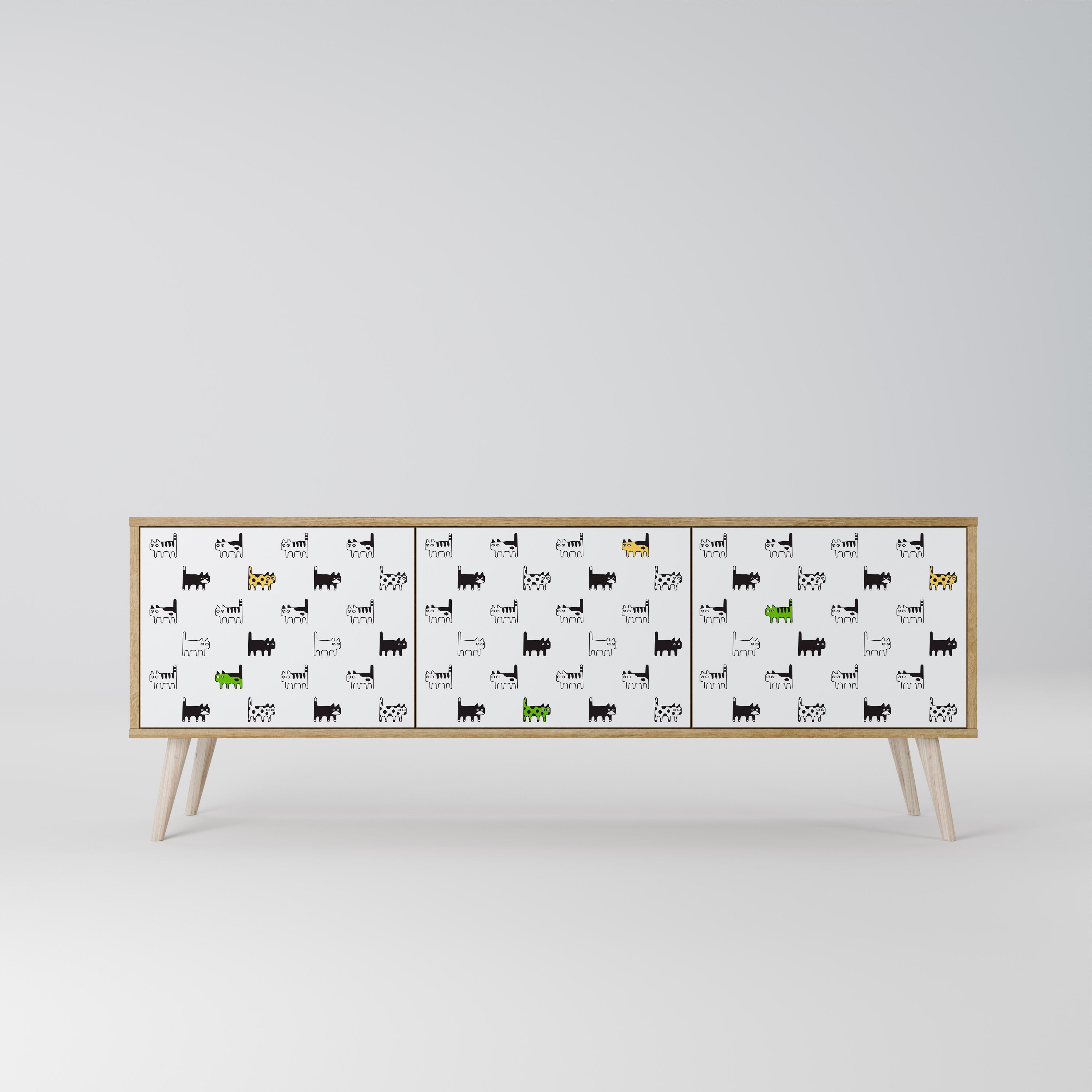 CATS COMPILATION Móvel de TV com 3 Portas em Efeito Carvalho