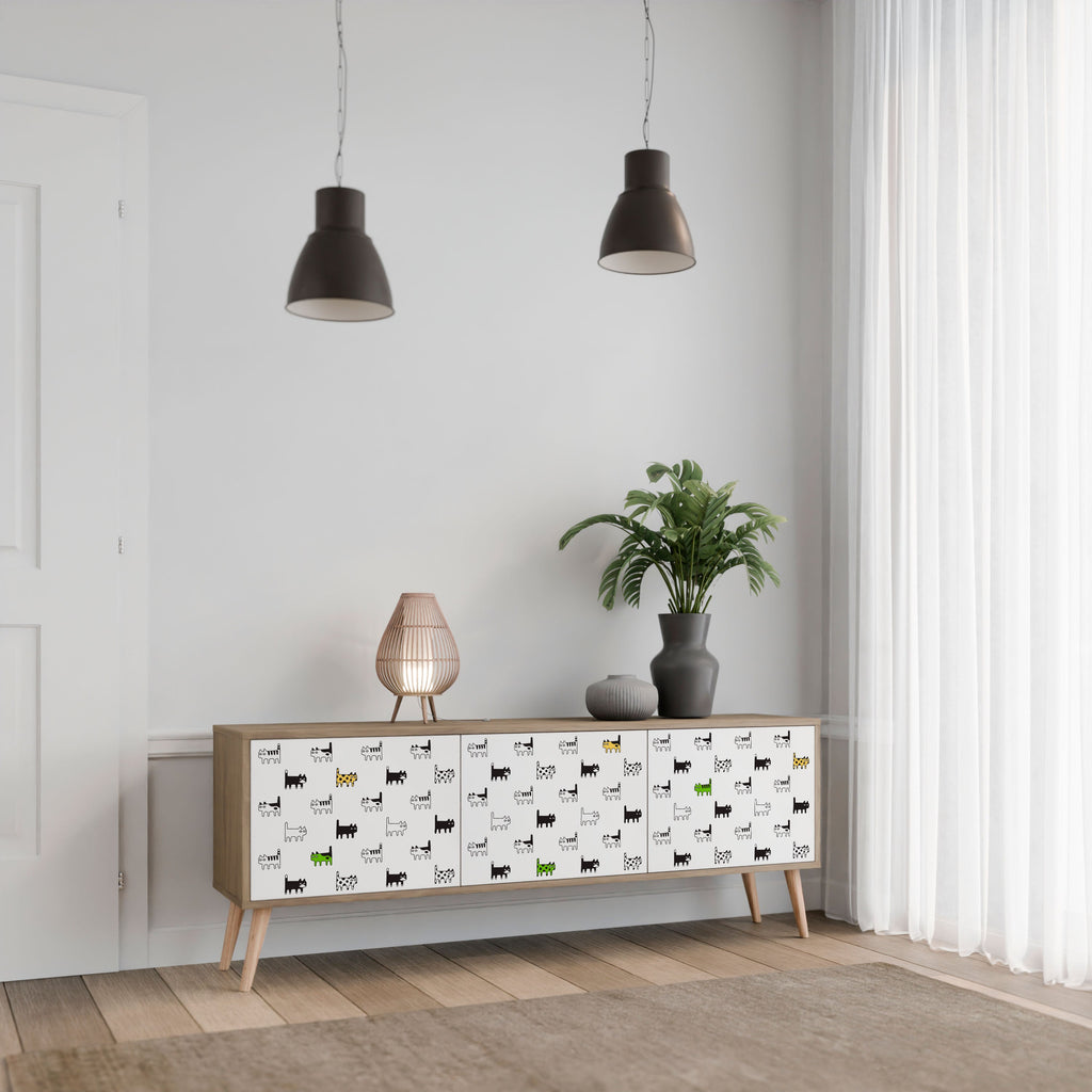 CATS COMPILATION Móvel de TV com 3 Portas em Efeito Carvalho