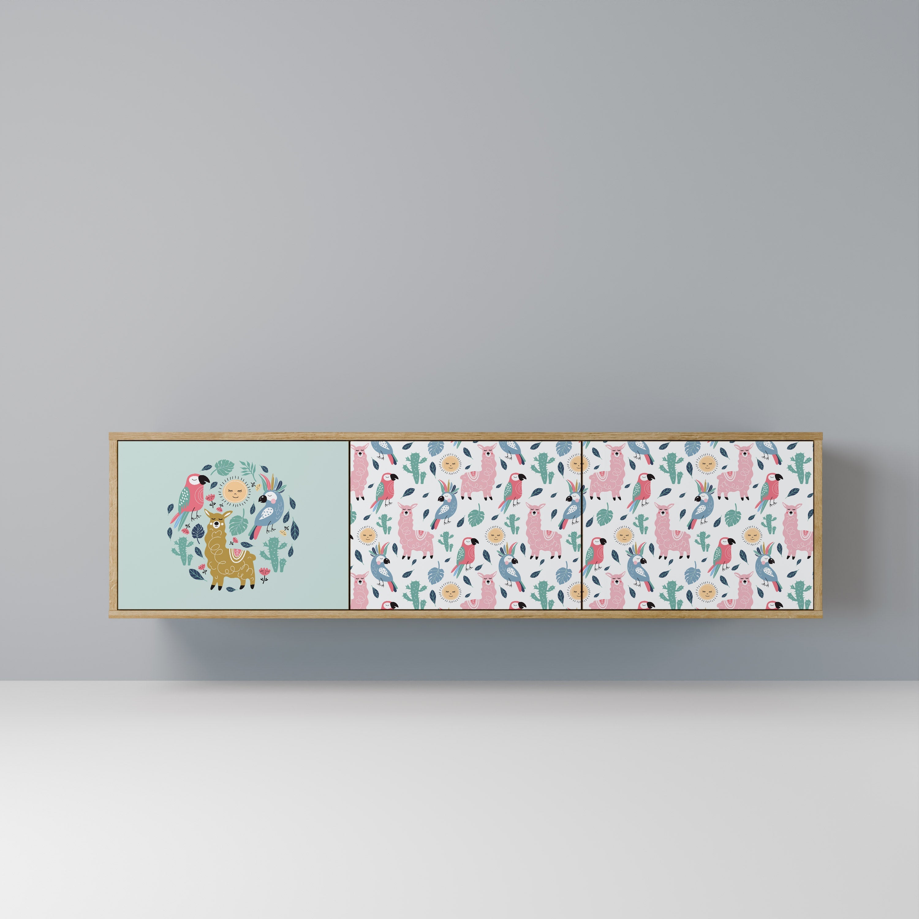 COLORFUL ALPACAS Móvel de TV com 3 Portas em Efeito Carvalho