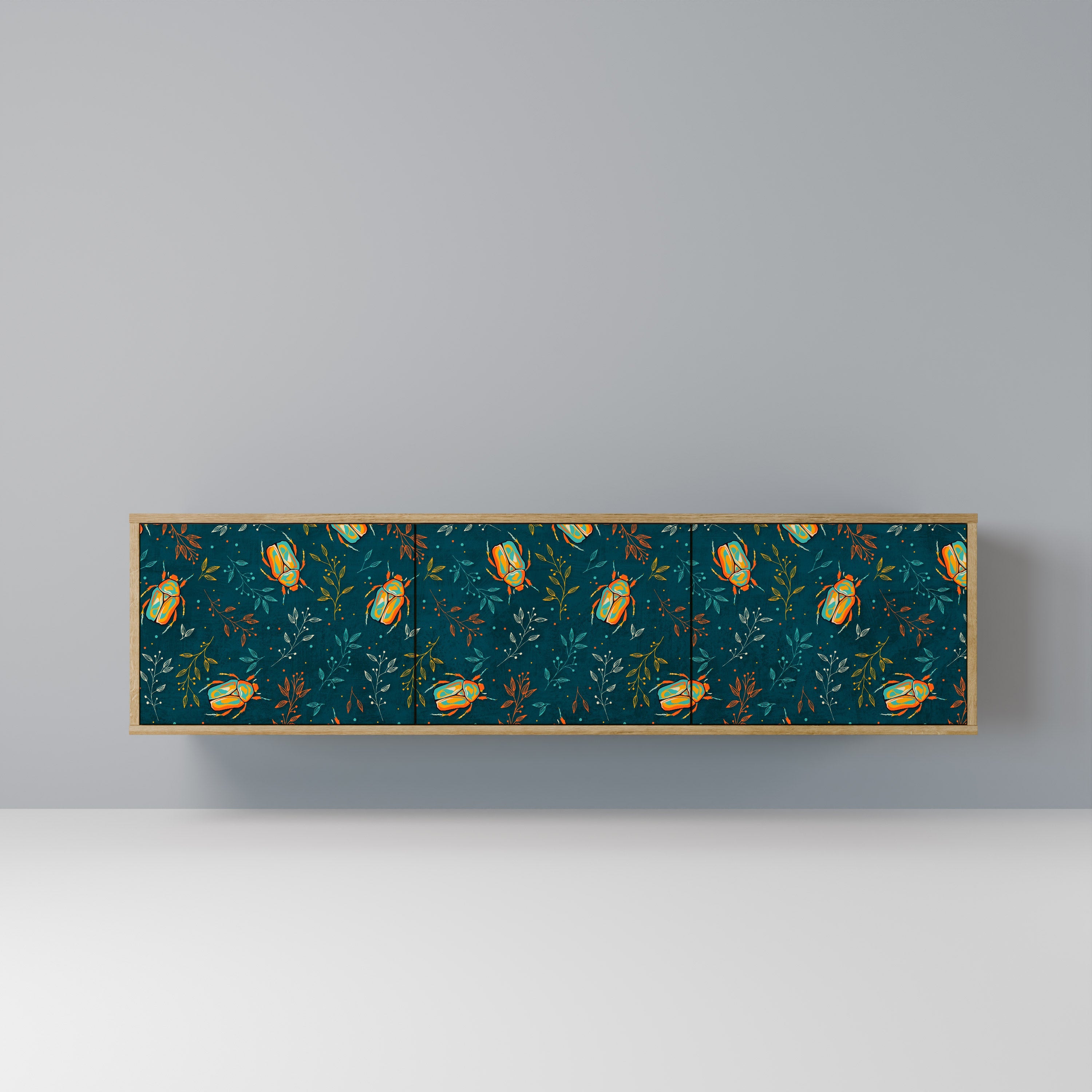 AUTUMN INSECTS Móvel de TV com 3 Portas em Efeito Carvalho