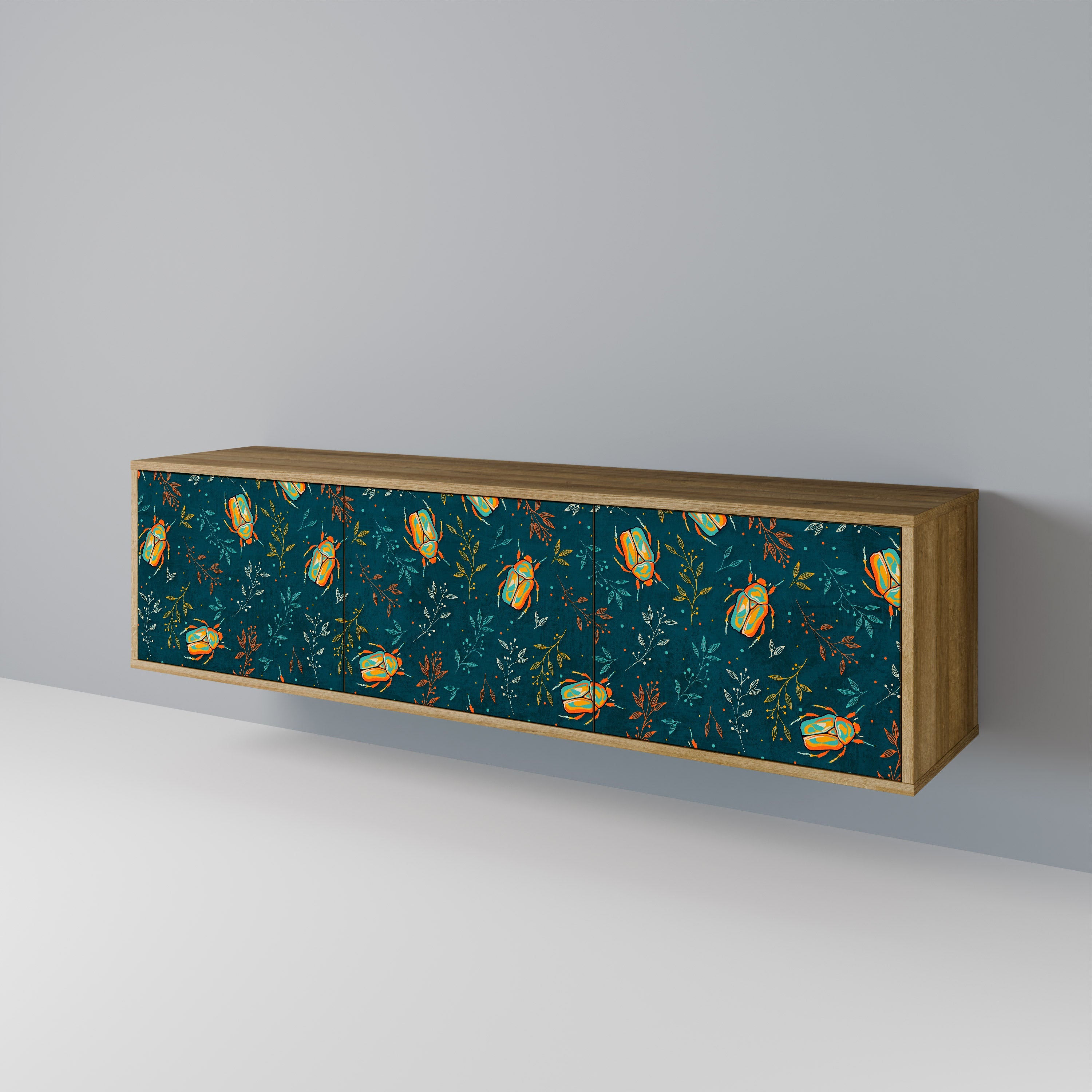 AUTUMN INSECTS Móvel de TV com 3 Portas em Efeito Carvalho