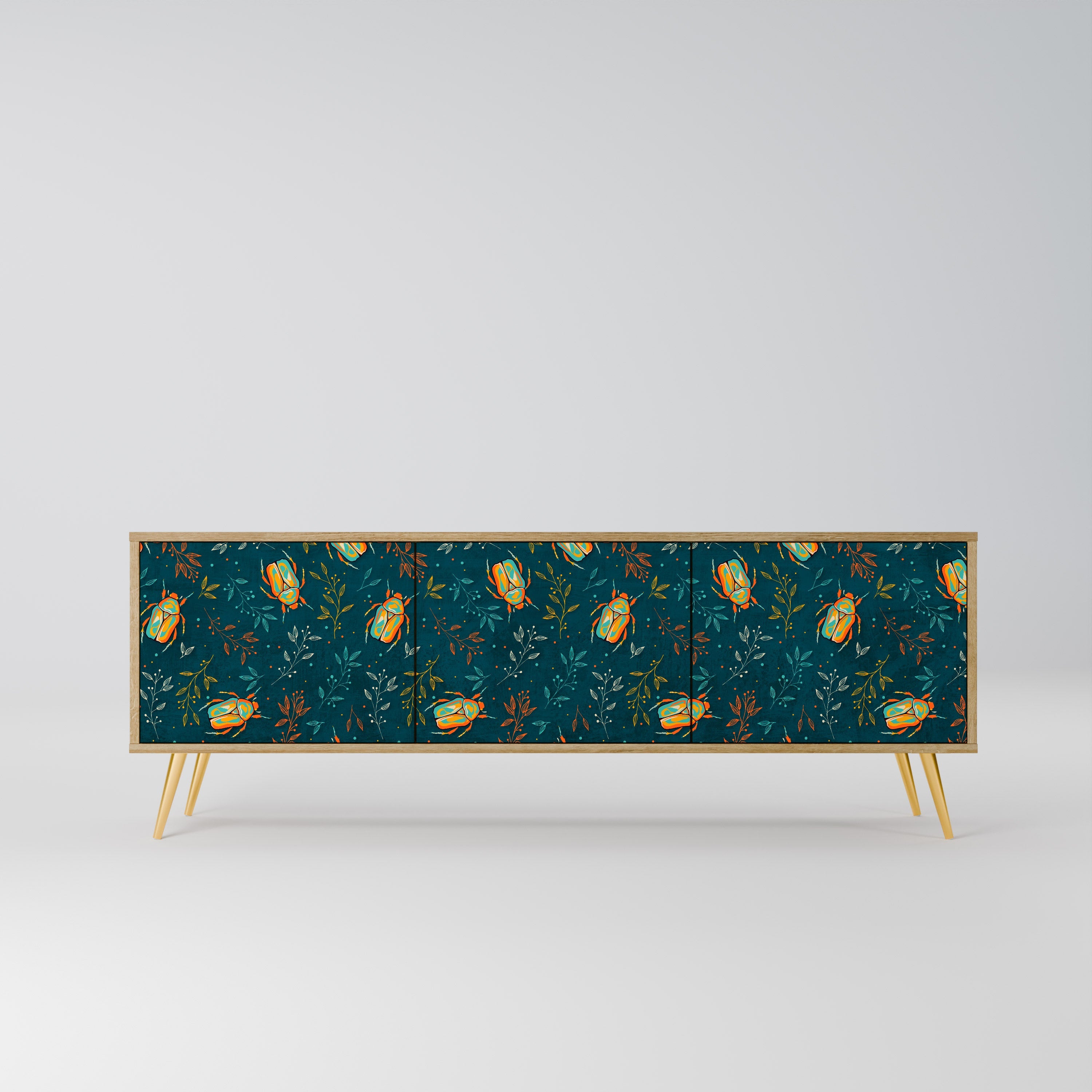 AUTUMN INSECTS Móvel de TV com 3 Portas em Efeito Carvalho