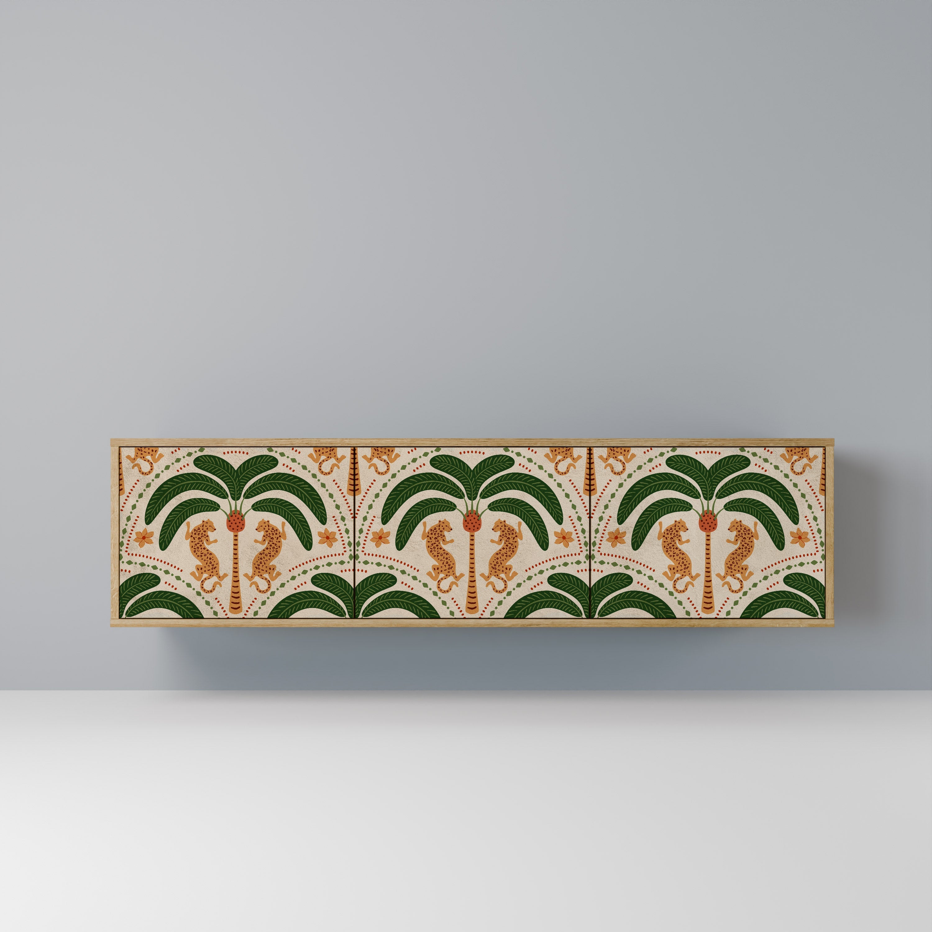 DANCING PREDATORS Móvel de TV com 3 Portas em Efeito Carvalho