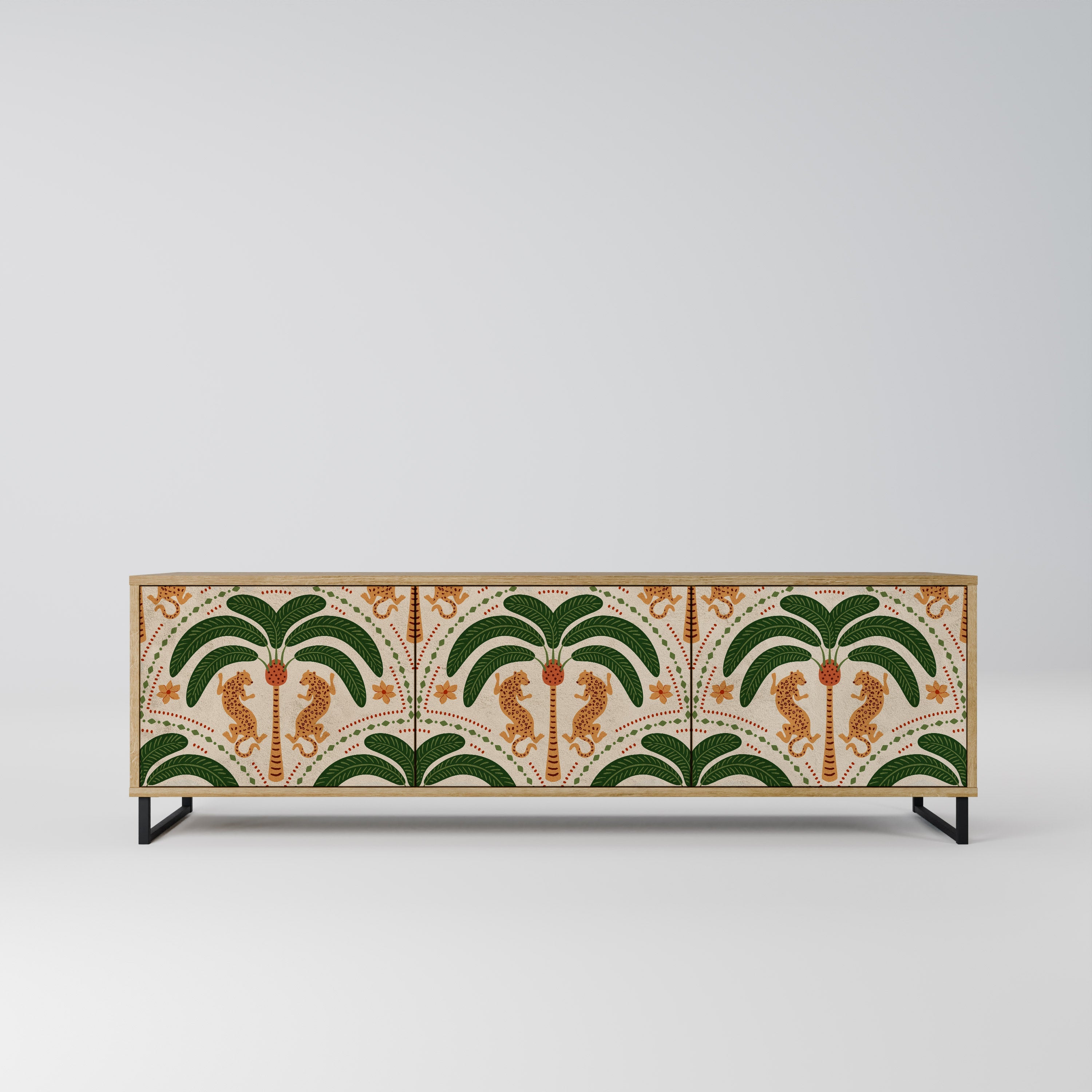 DANCING PREDATORS Móvel de TV com 3 Portas em Efeito Carvalho