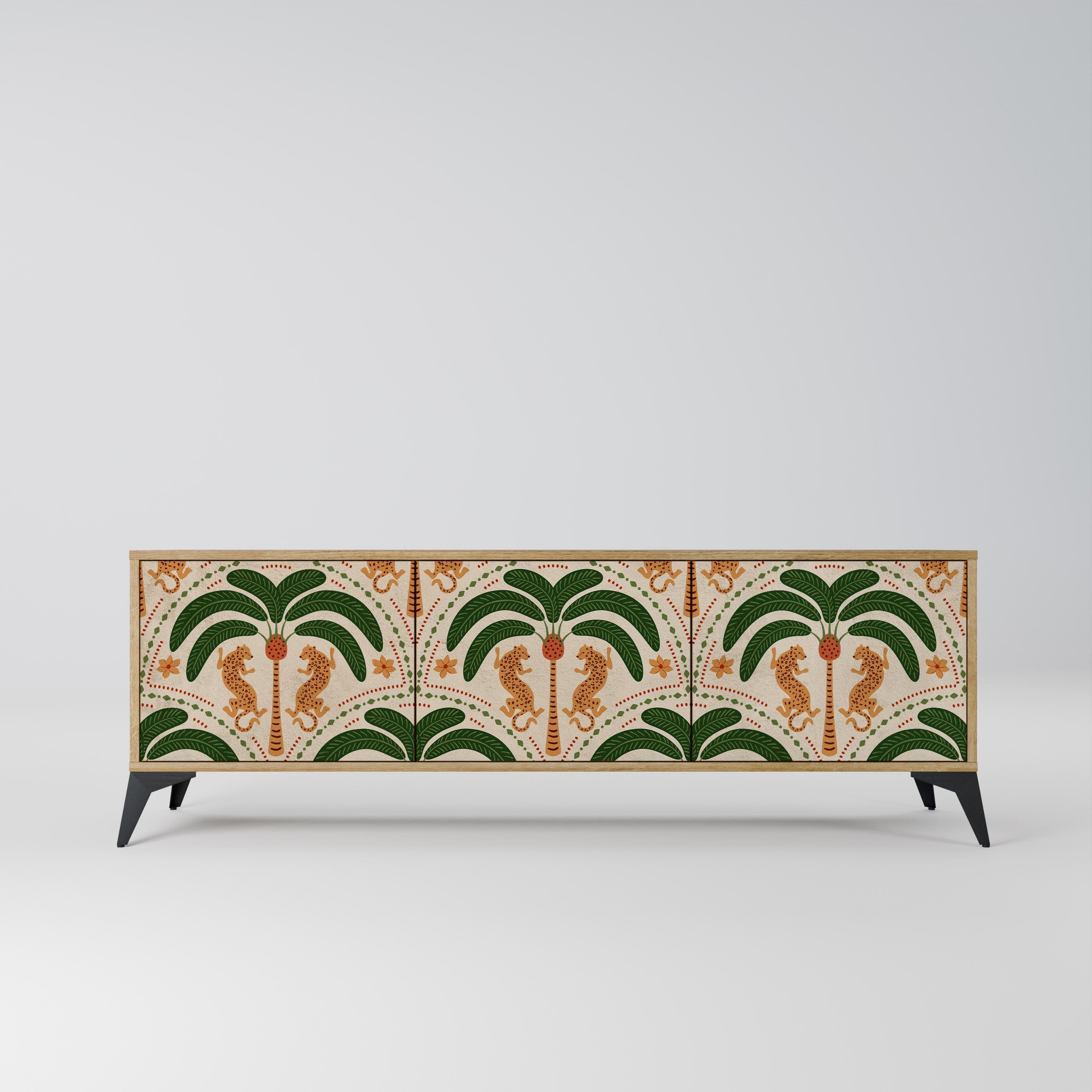 DANCING PREDATORS Móvel de TV com 3 Portas em Efeito Carvalho