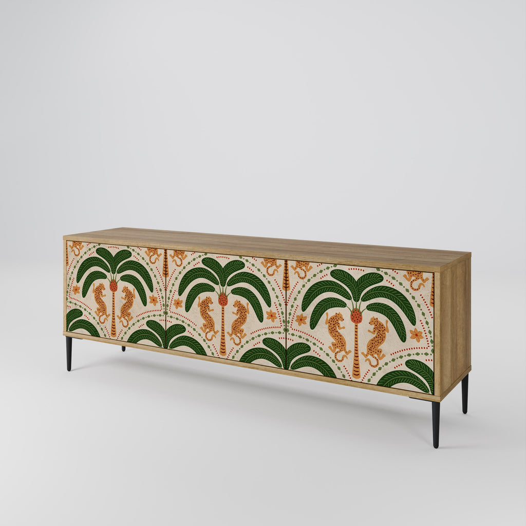 DANCING PREDATORS Móvel de TV com 3 Portas em Efeito Carvalho