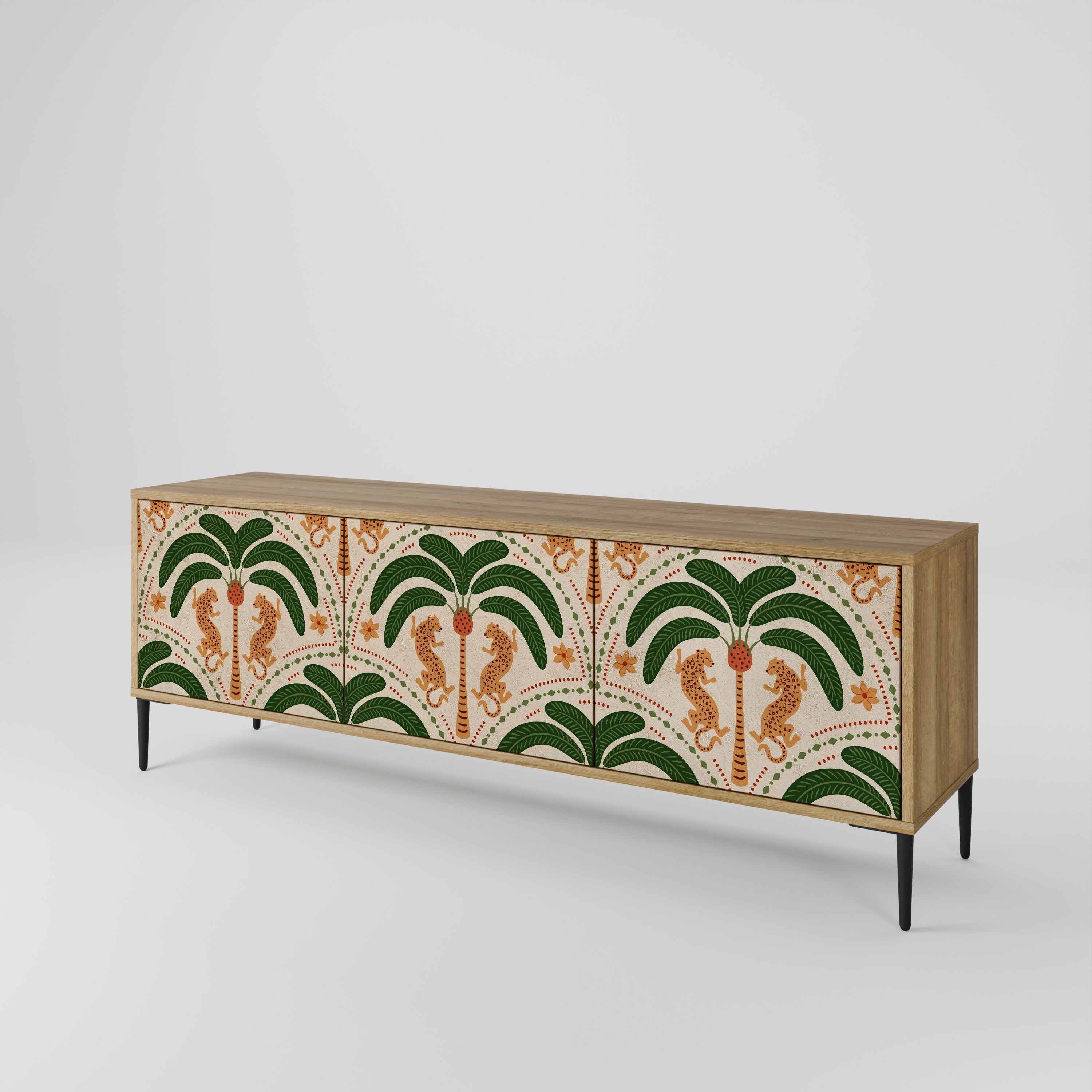 DANCING PREDATORS Móvel de TV com 3 Portas em Efeito Carvalho