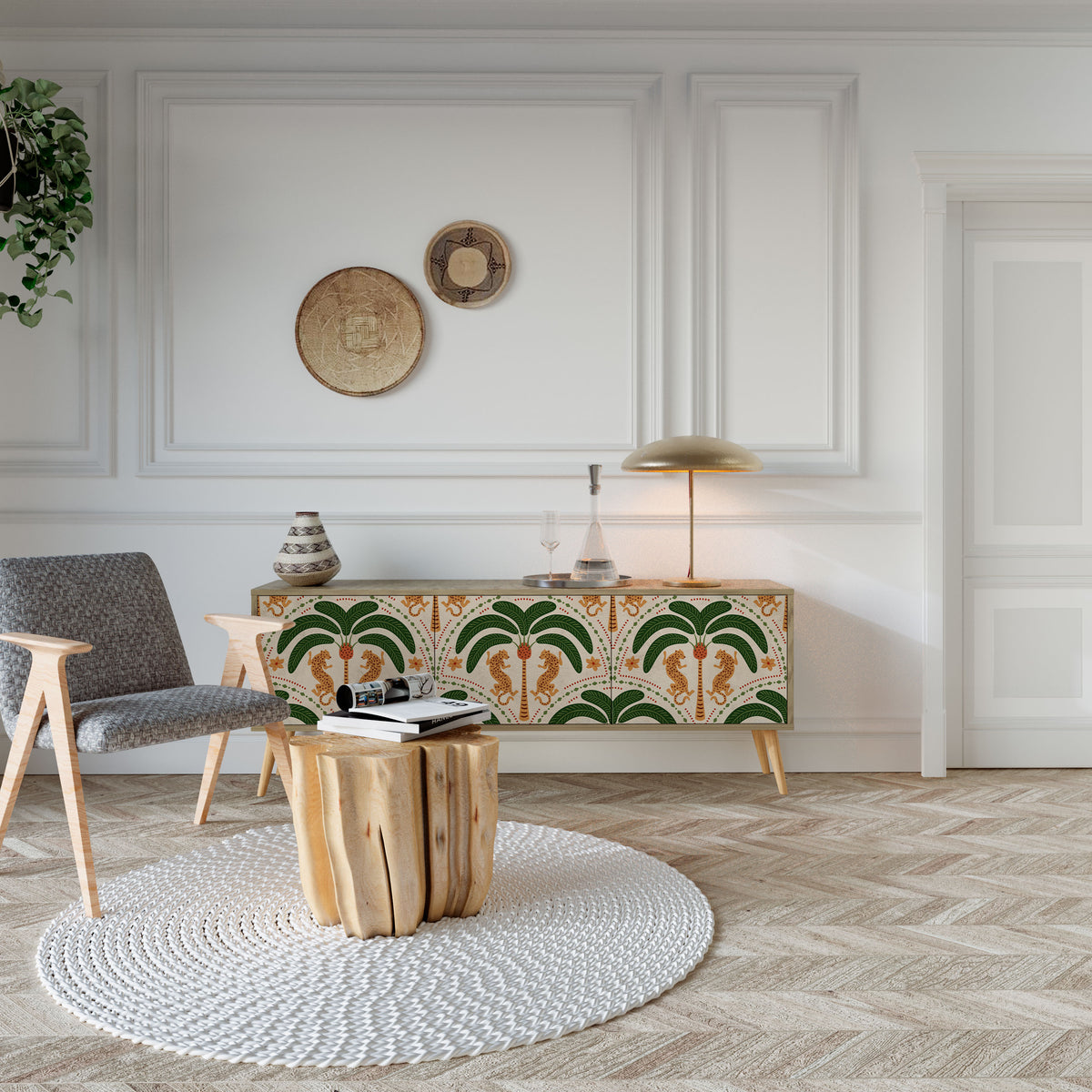 DANCING PREDATORS 3-Door TV Cabinet