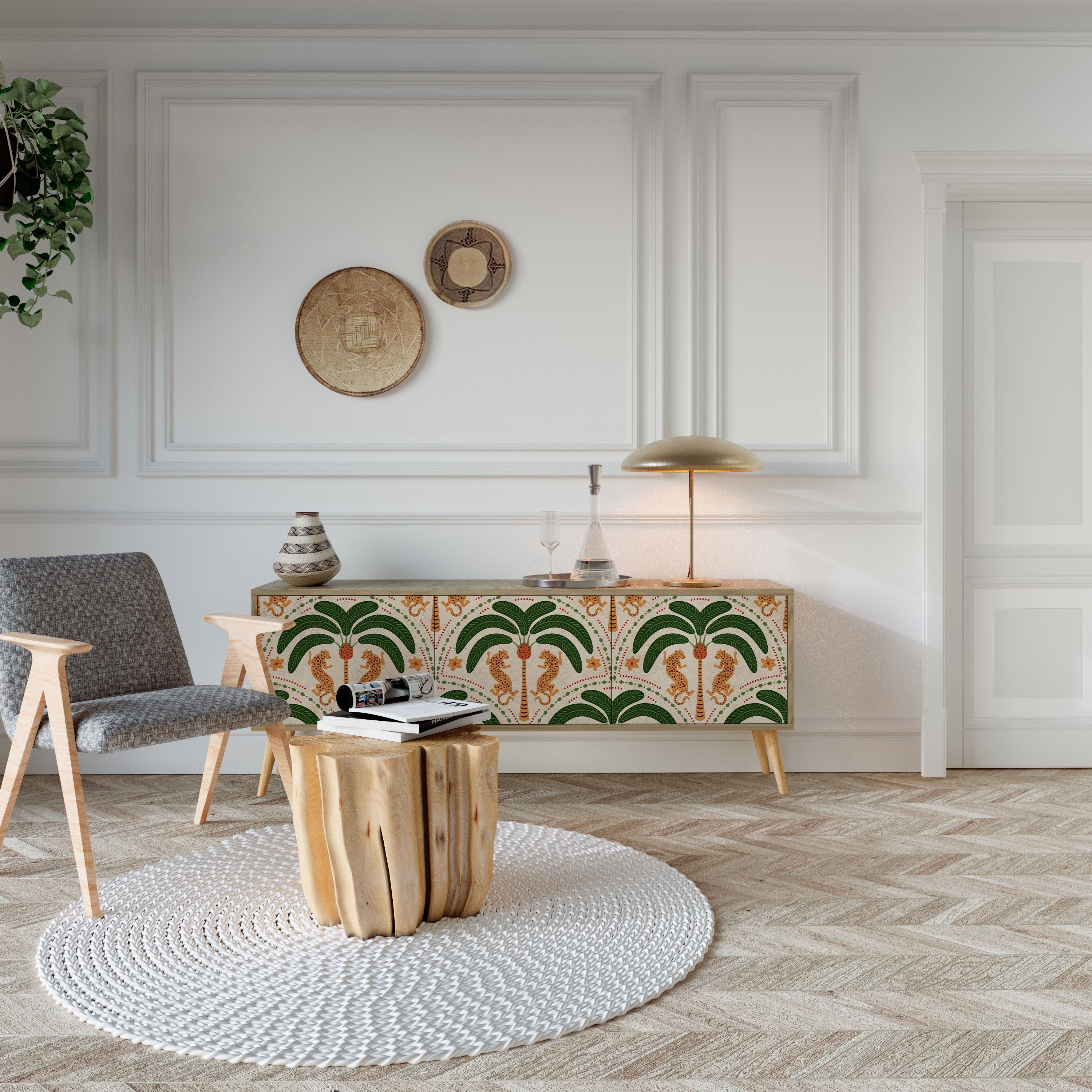 DANCING PREDATORS Móvel de TV com 3 Portas em Efeito Carvalho