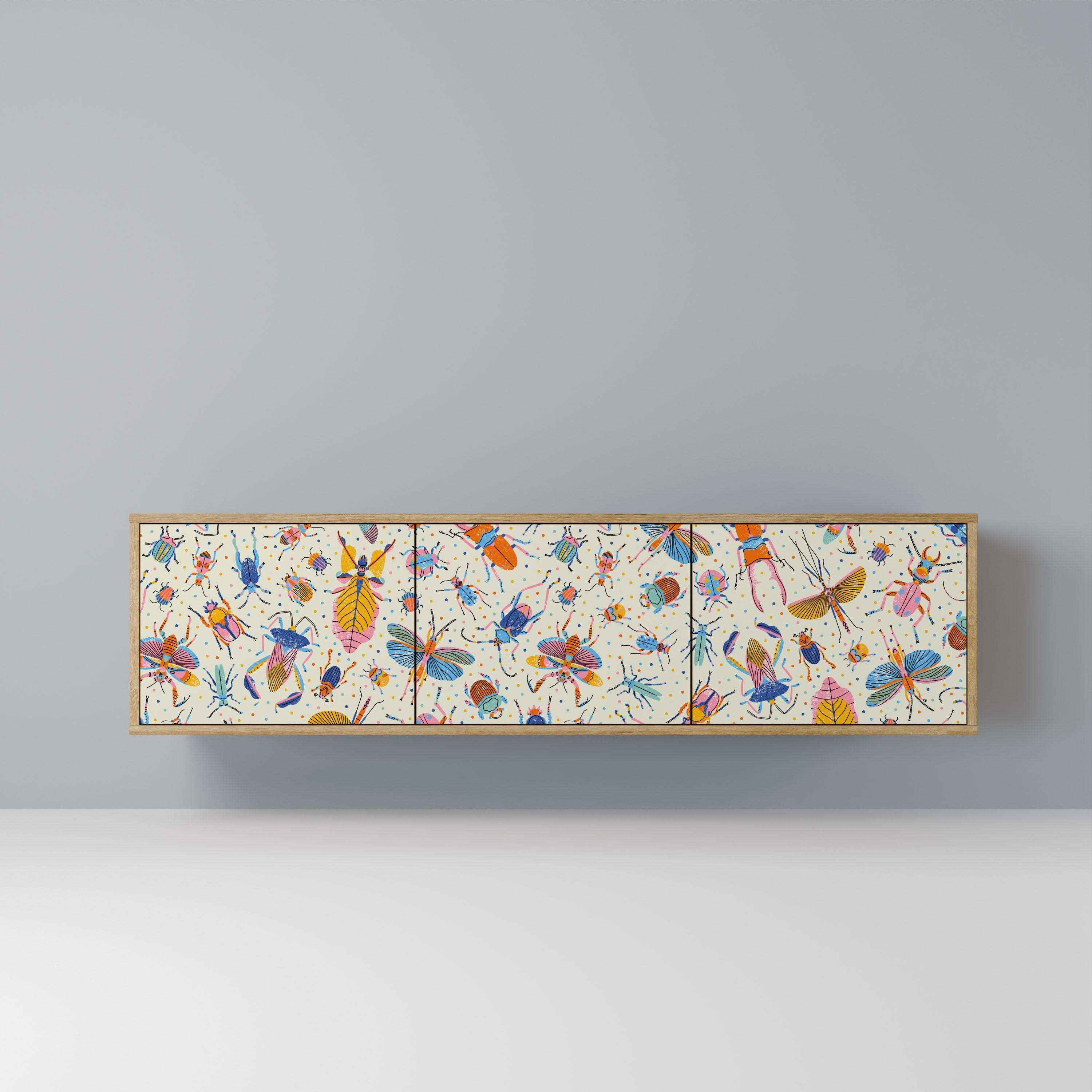 COLORFUL INSECTS Móvel de TV com 3 Portas em Efeito Carvalho