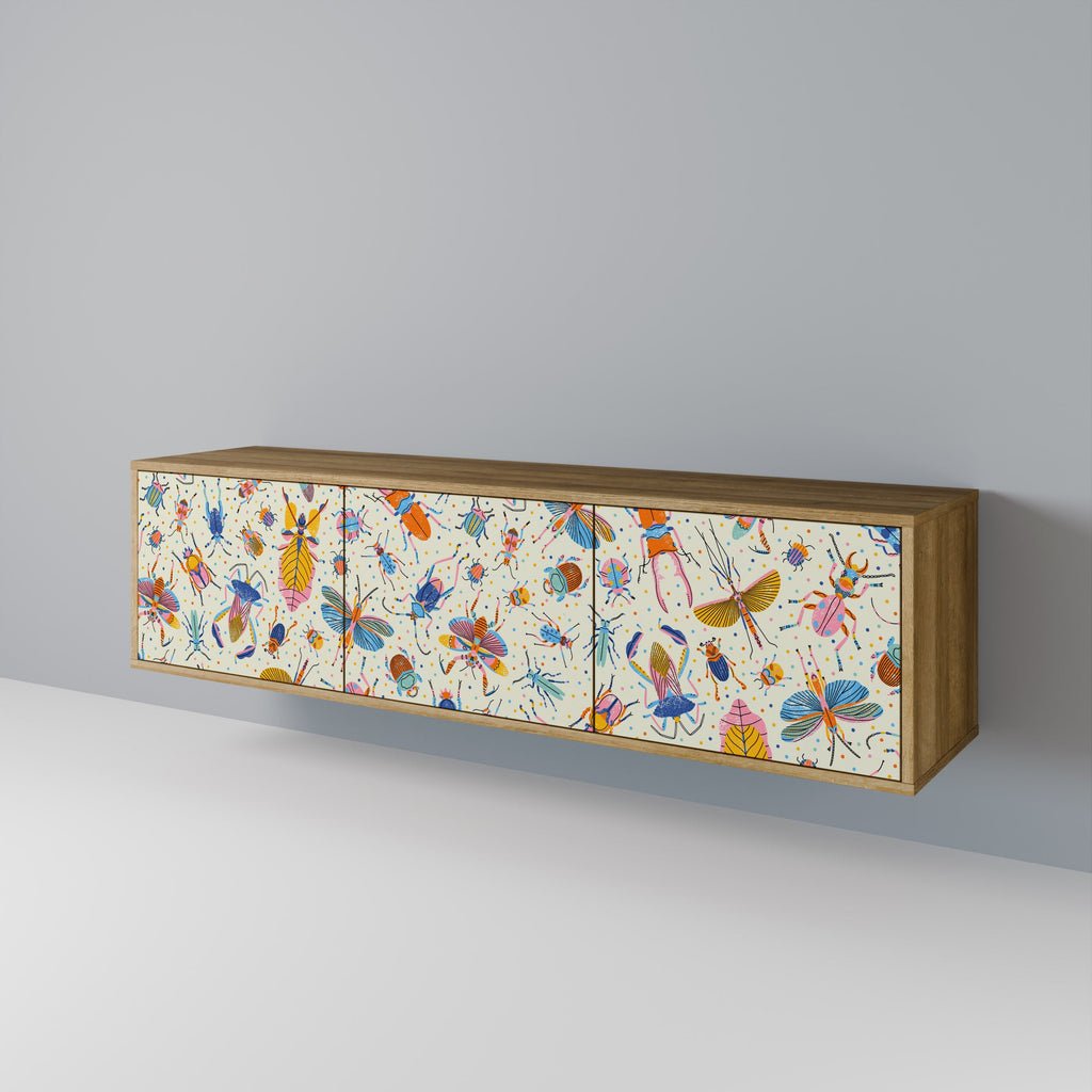 COLORFUL INSECTS Móvel de TV com 3 Portas em Efeito Carvalho