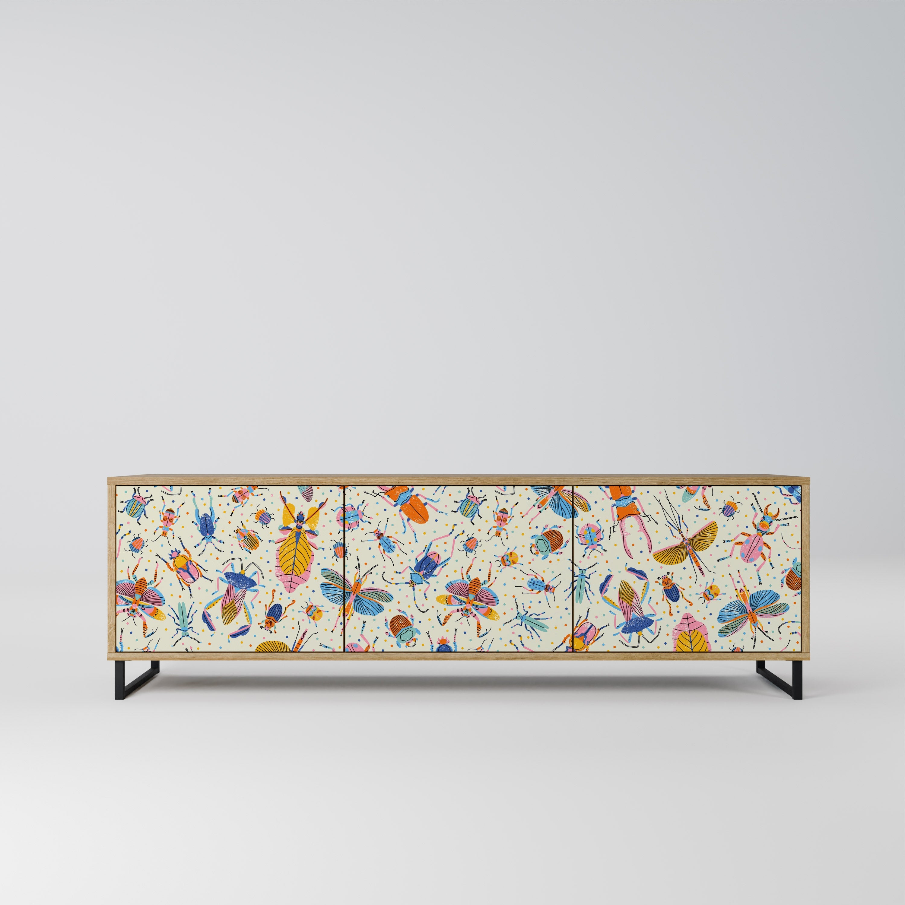 COLORFUL INSECTS Móvel de TV com 3 Portas em Efeito Carvalho