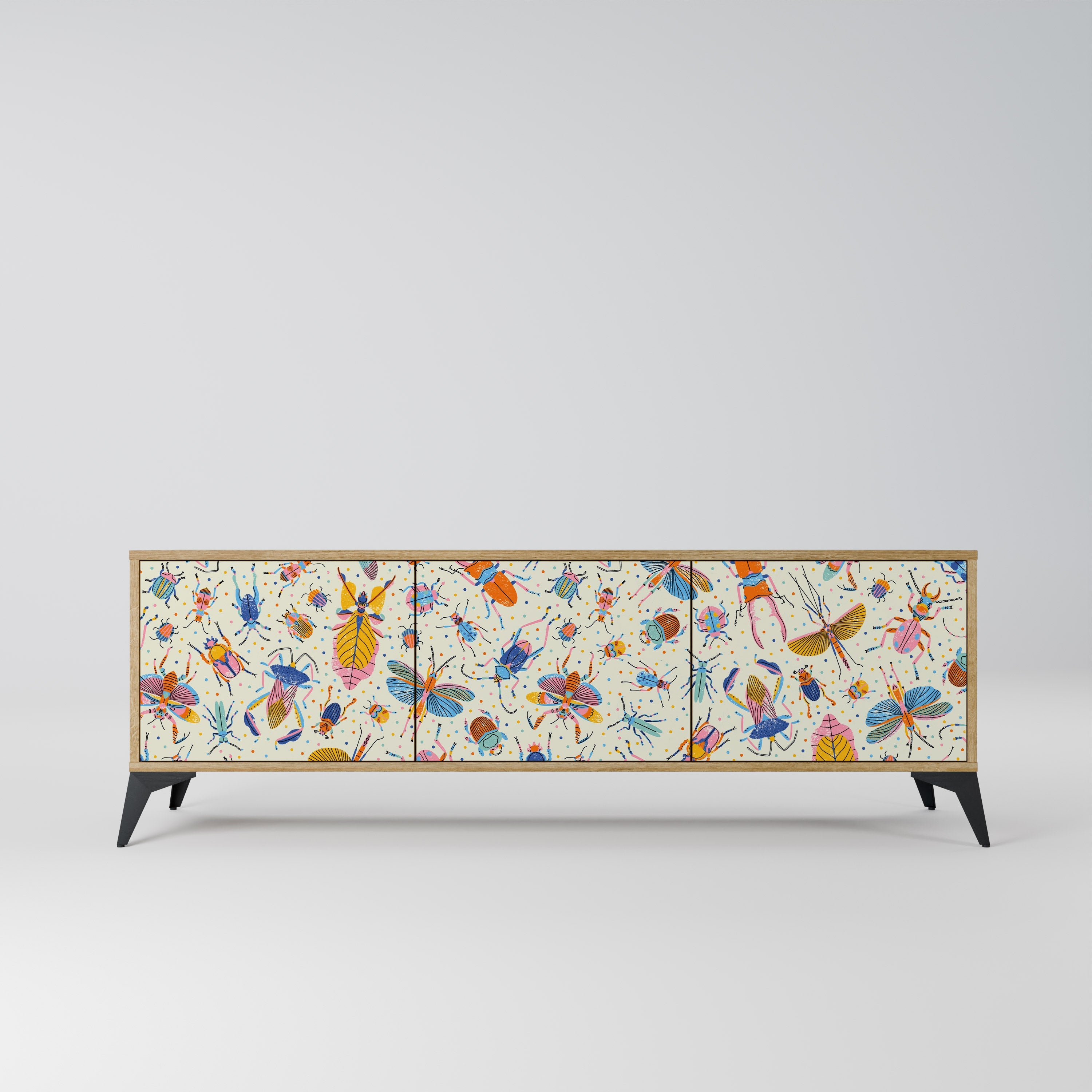 COLORFUL INSECTS Móvel de TV com 3 Portas em Efeito Carvalho