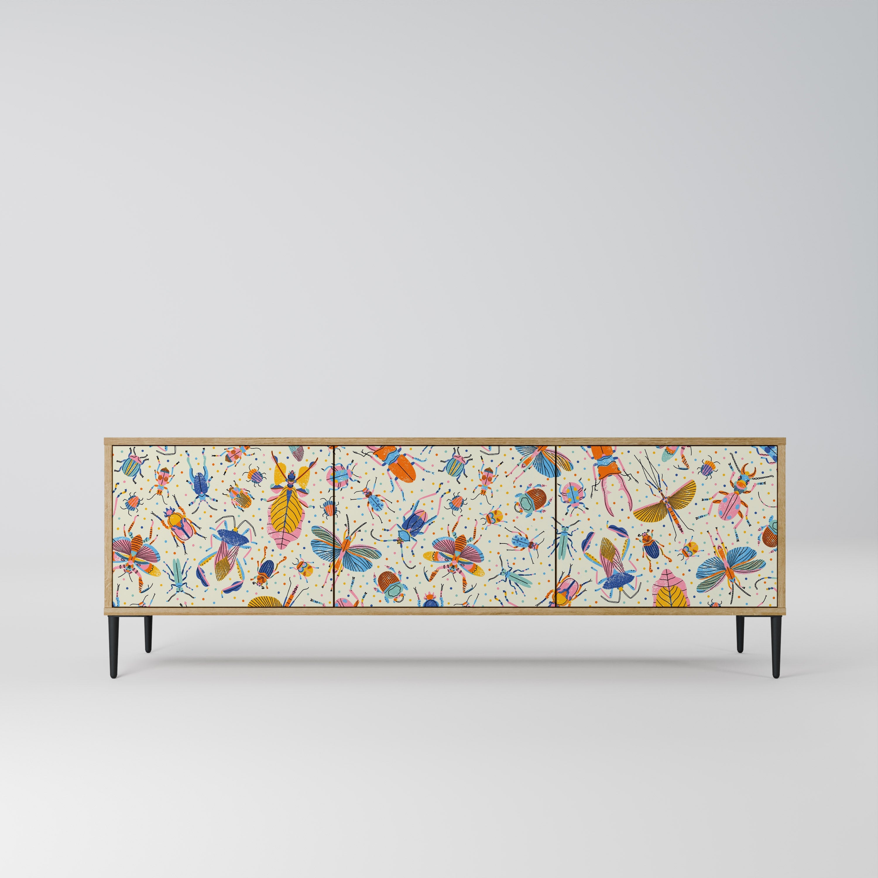 COLORFUL INSECTS Móvel de TV com 3 Portas em Efeito Carvalho