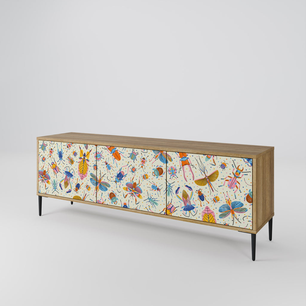 COLORFUL INSECTS Móvel de TV com 3 Portas em Efeito Carvalho