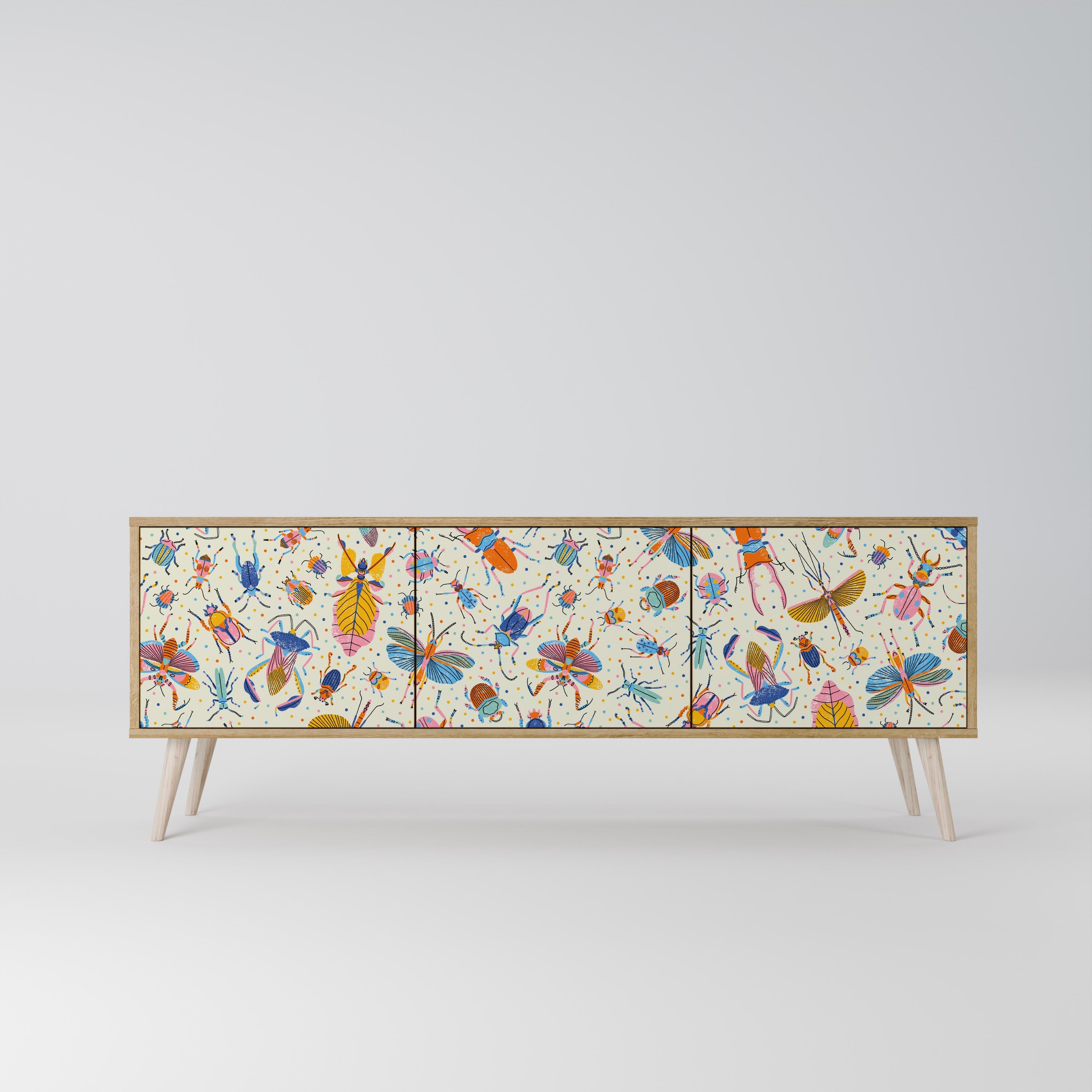 COLORFUL INSECTS Móvel de TV com 3 Portas em Efeito Carvalho