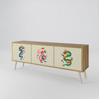 MYTHOLOGICAL CREATURES Móvel de TV com 3 Portas em Efeito Carvalho