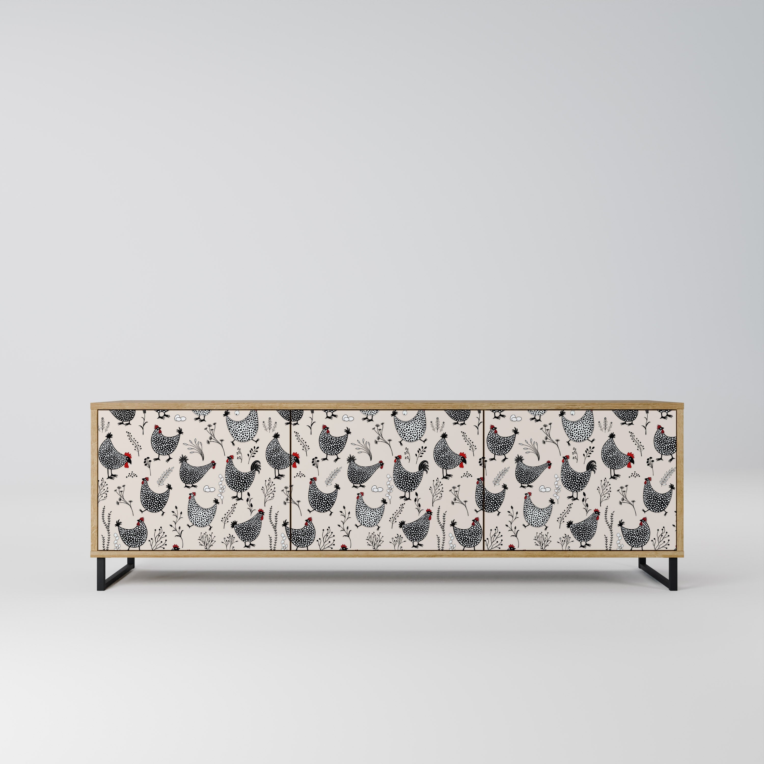 HAPPY HENS Móvel de TV com 3 Portas em Efeito Carvalho