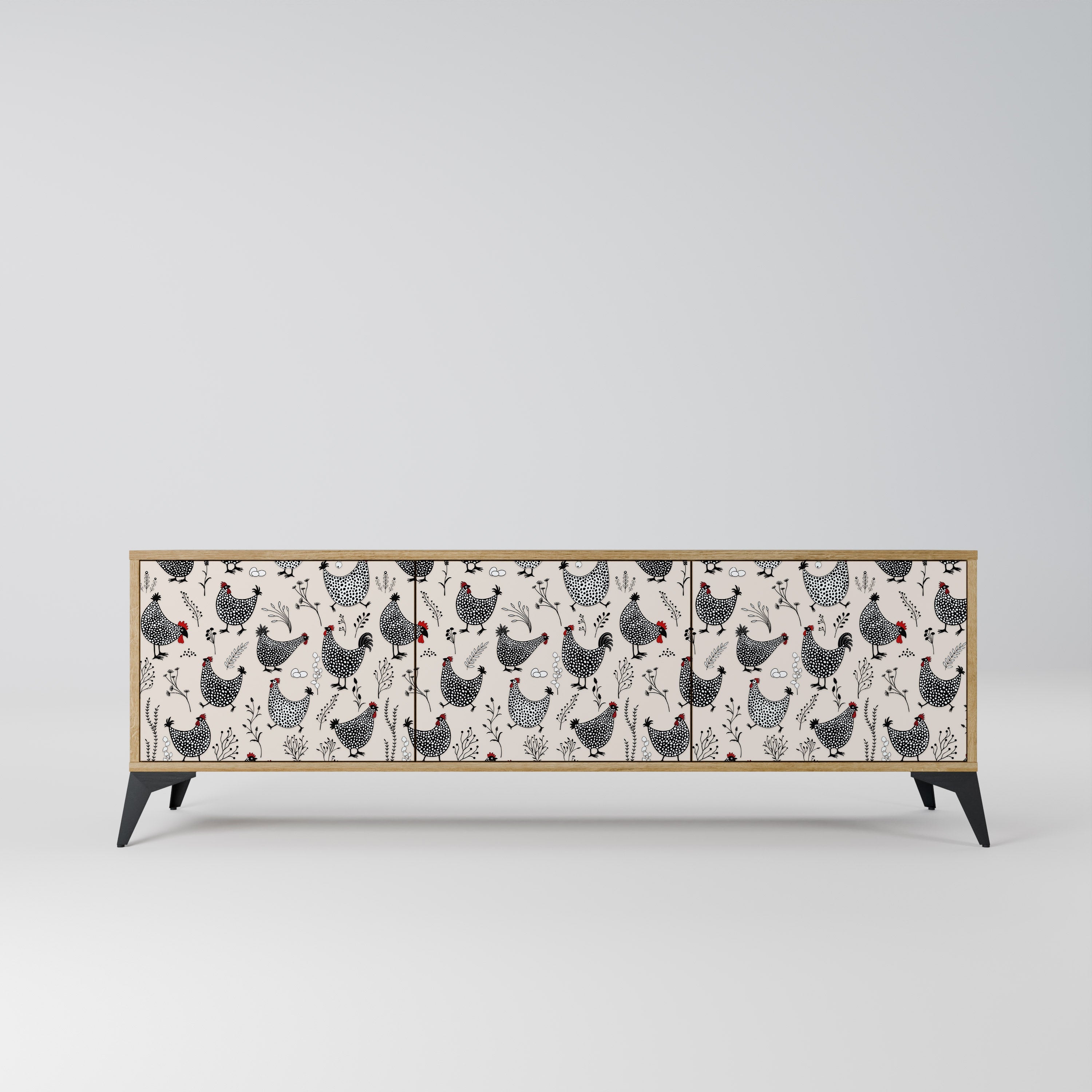 HAPPY HENS Móvel de TV com 3 Portas em Efeito Carvalho