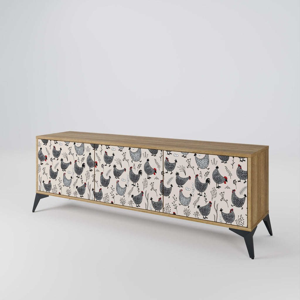 HAPPY HENS Móvel de TV com 3 Portas em Efeito Carvalho