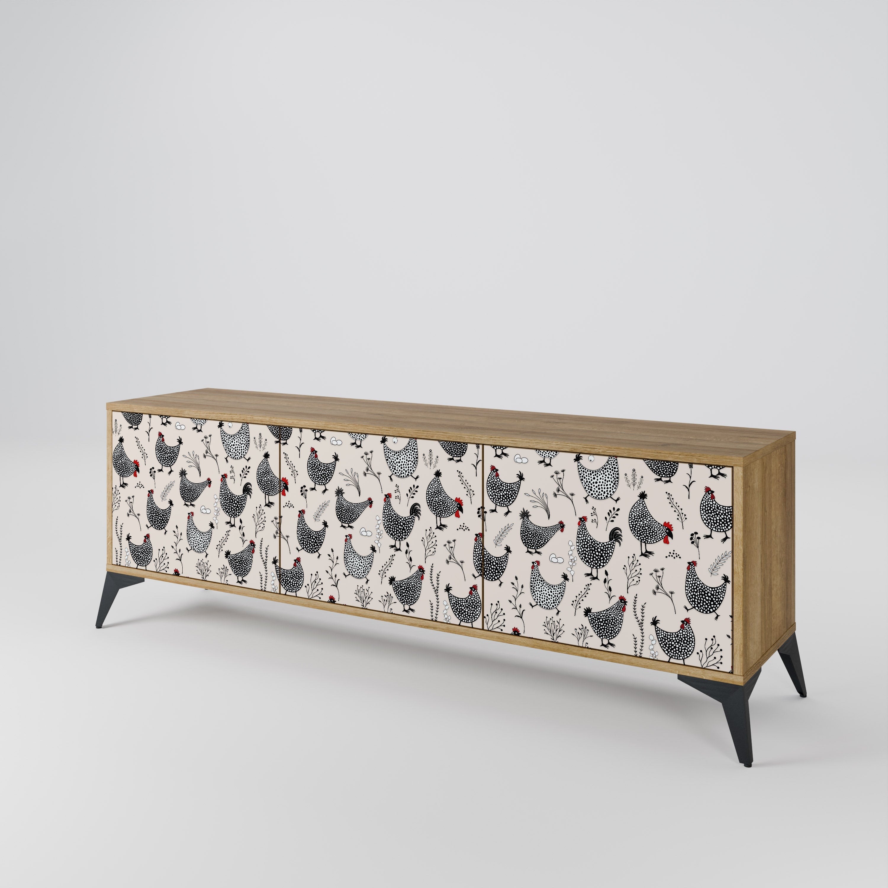 HAPPY HENS Móvel de TV com 3 Portas em Efeito Carvalho