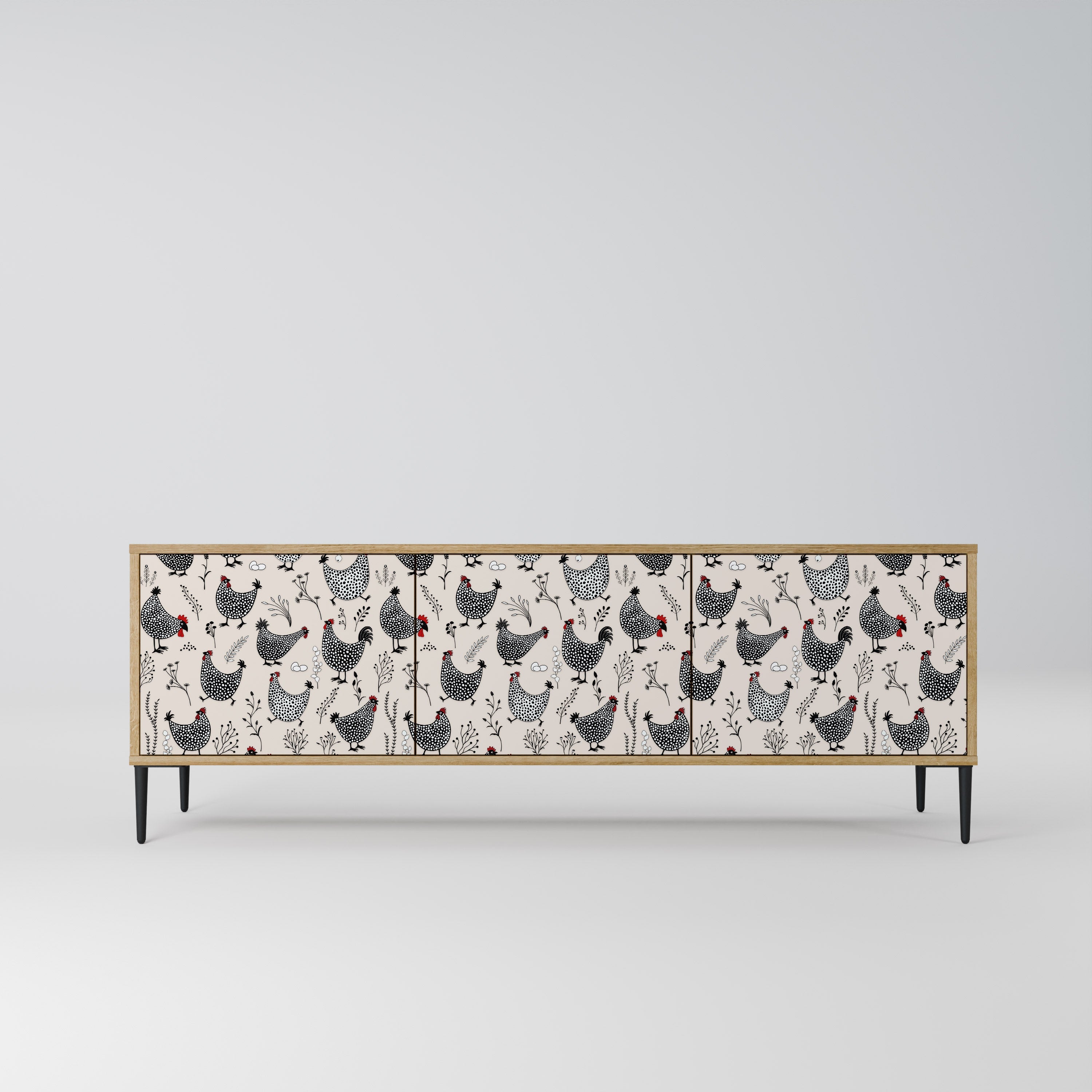 HAPPY HENS Móvel de TV com 3 Portas em Efeito Carvalho