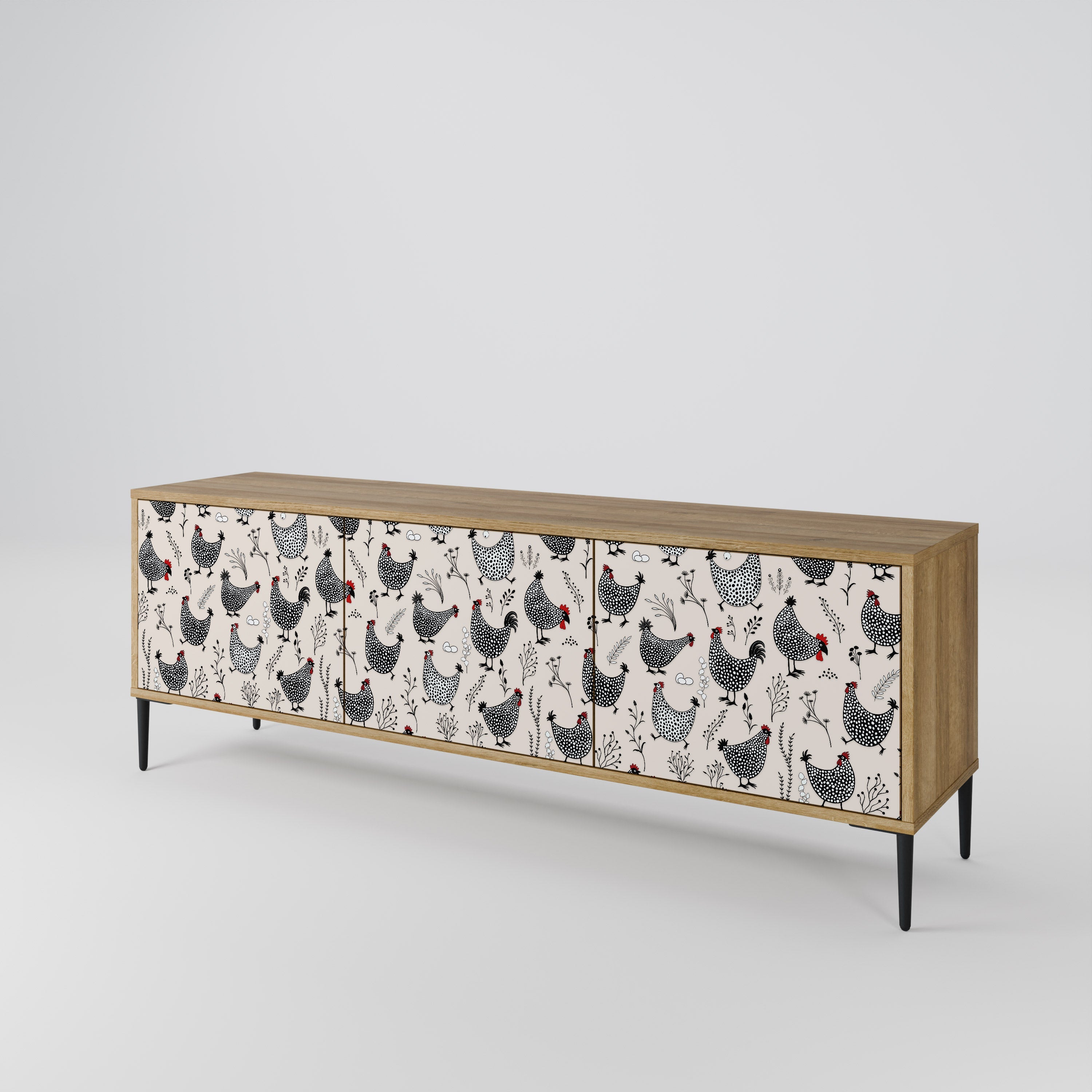 HAPPY HENS Móvel de TV com 3 Portas em Efeito Carvalho