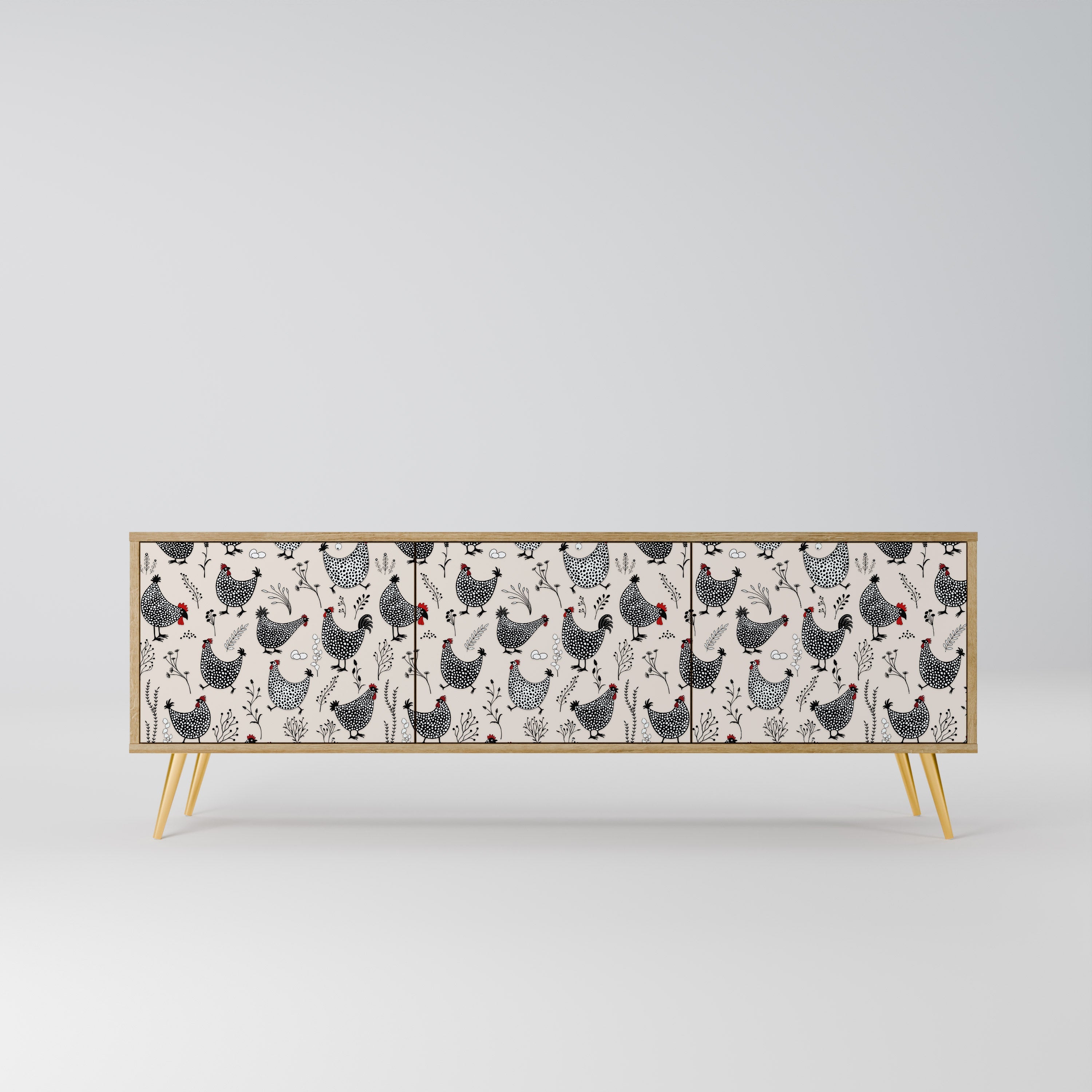 HAPPY HENS Móvel de TV com 3 Portas em Efeito Carvalho