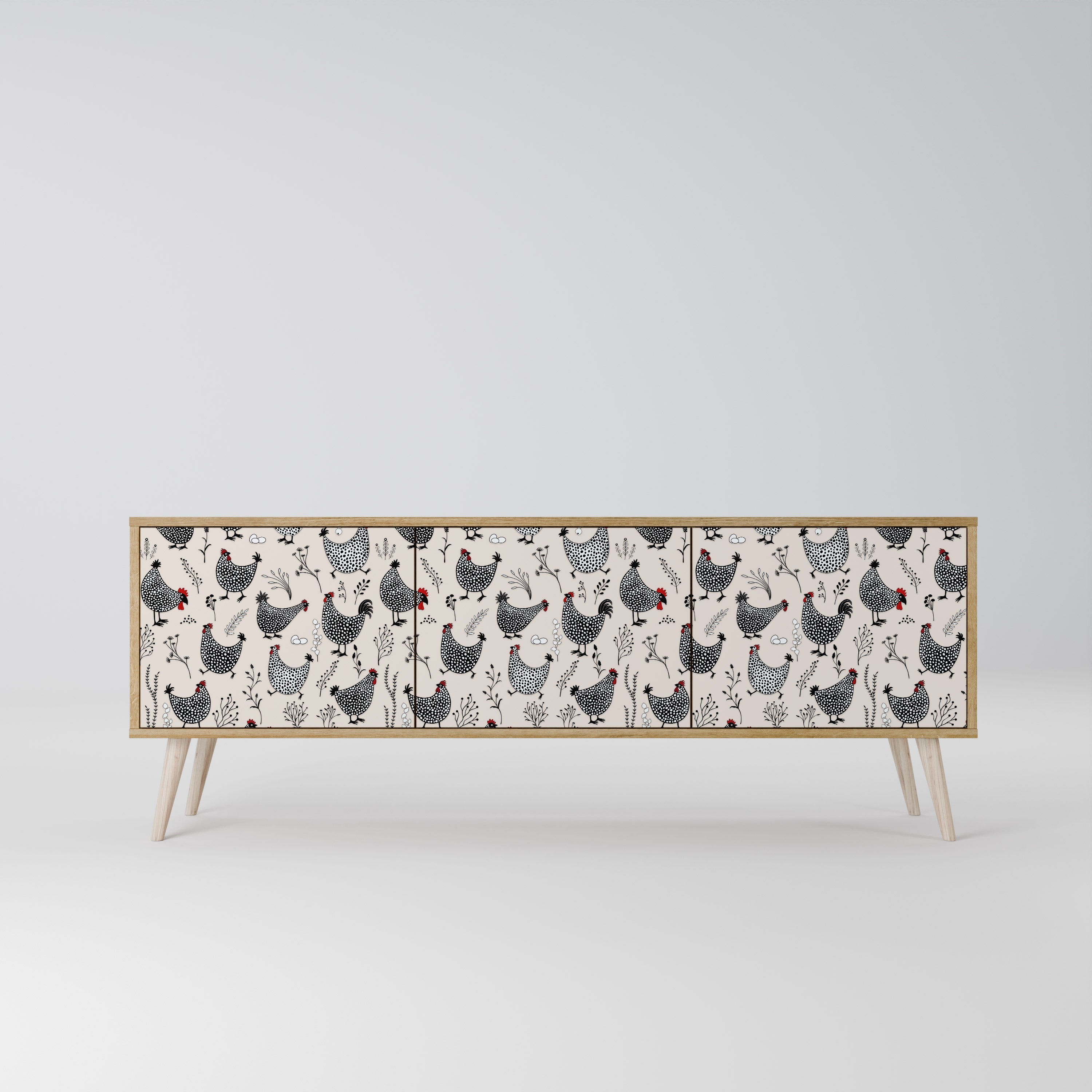 HAPPY HENS Móvel de TV com 3 Portas em Efeito Carvalho