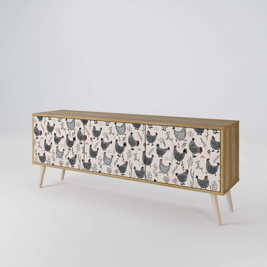 HAPPY HENS Móvel de TV com 3 Portas em Efeito Carvalho