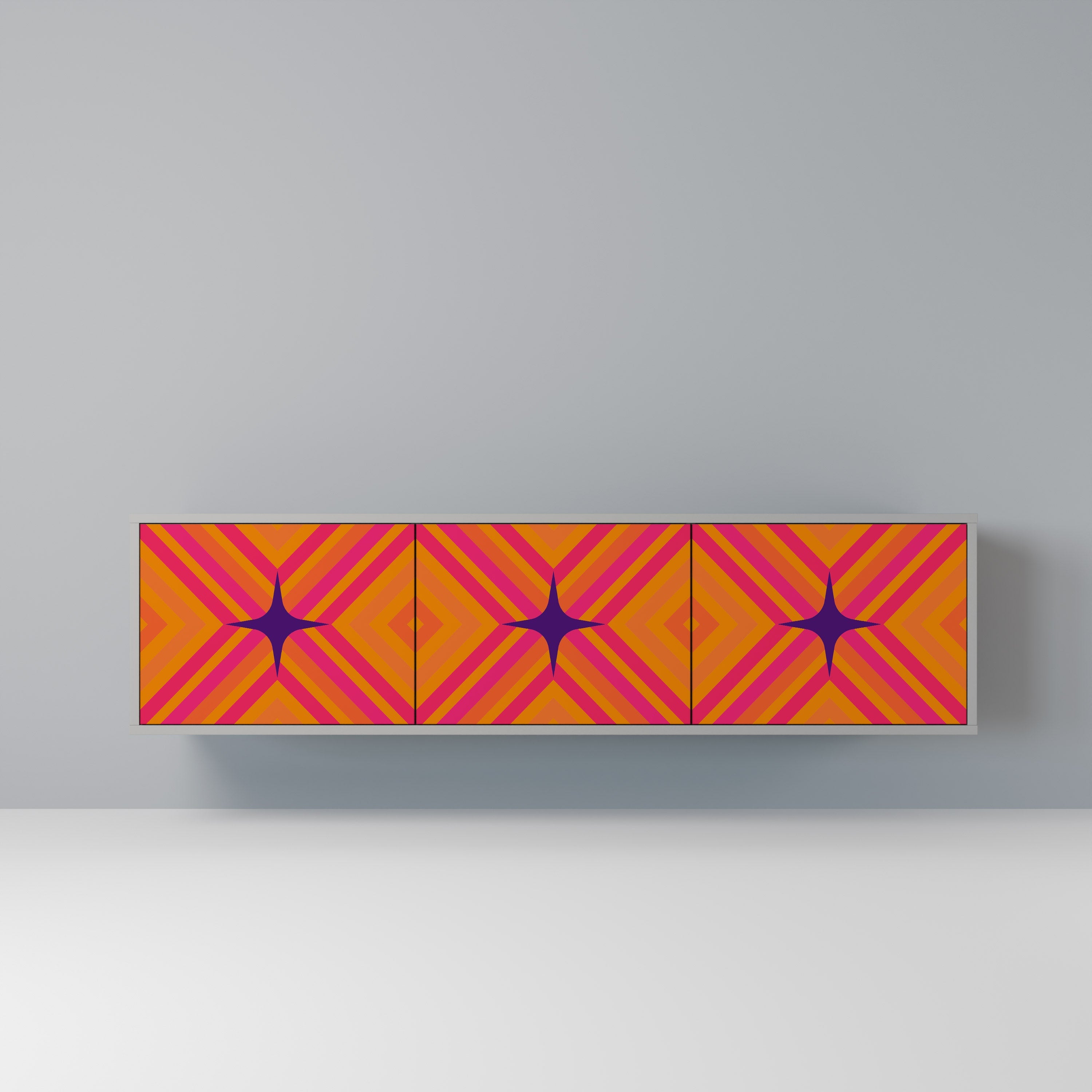 GEOMETRIC BRILLIANCE Móvel de TV com 3 Portas em Acabamento Cinzento