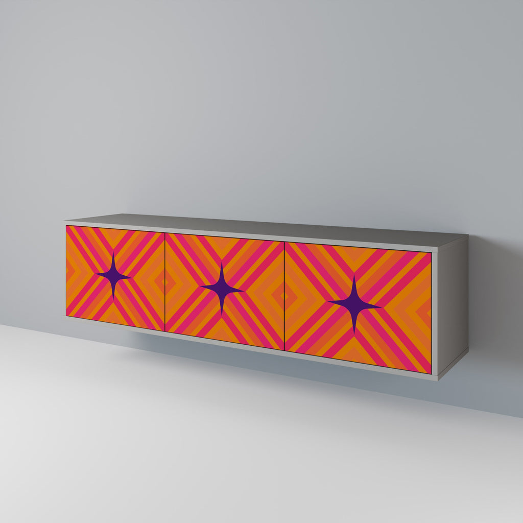 GEOMETRIC BRILLIANCE Móvel de TV com 3 Portas em Acabamento Cinzento