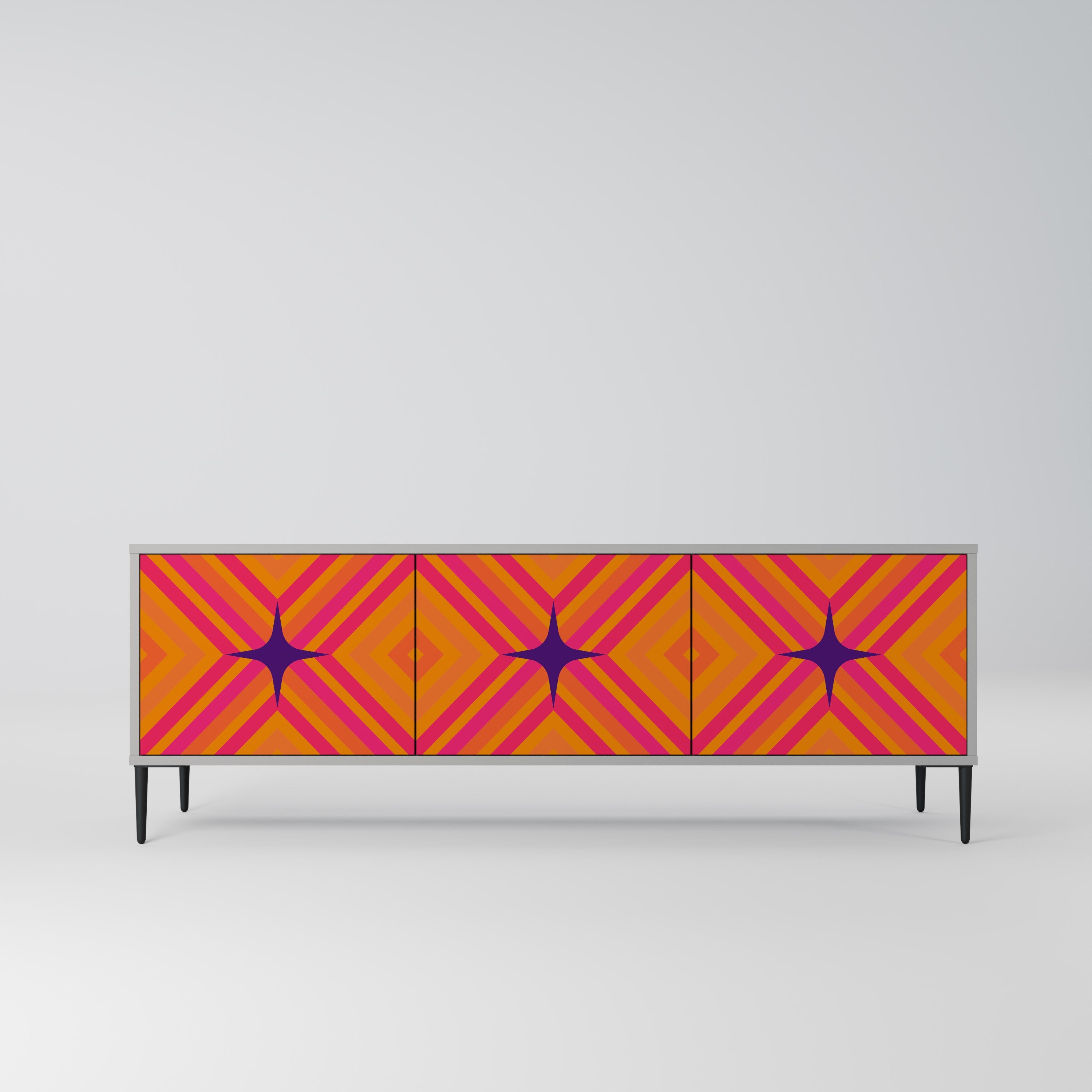 GEOMETRIC BRILLIANCE Móvel de TV com 3 Portas em Acabamento Cinzento