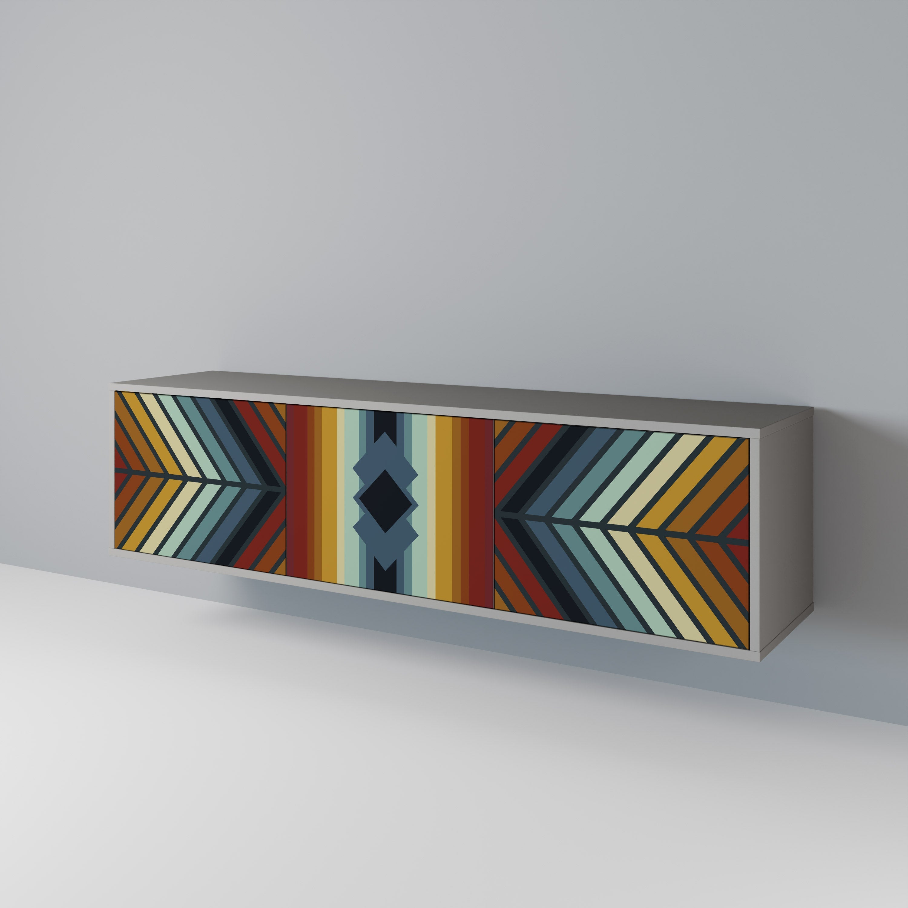 INDIGENOUS ZIGZAG Móvel de TV com 3 Portas em Acabamento Cinzento