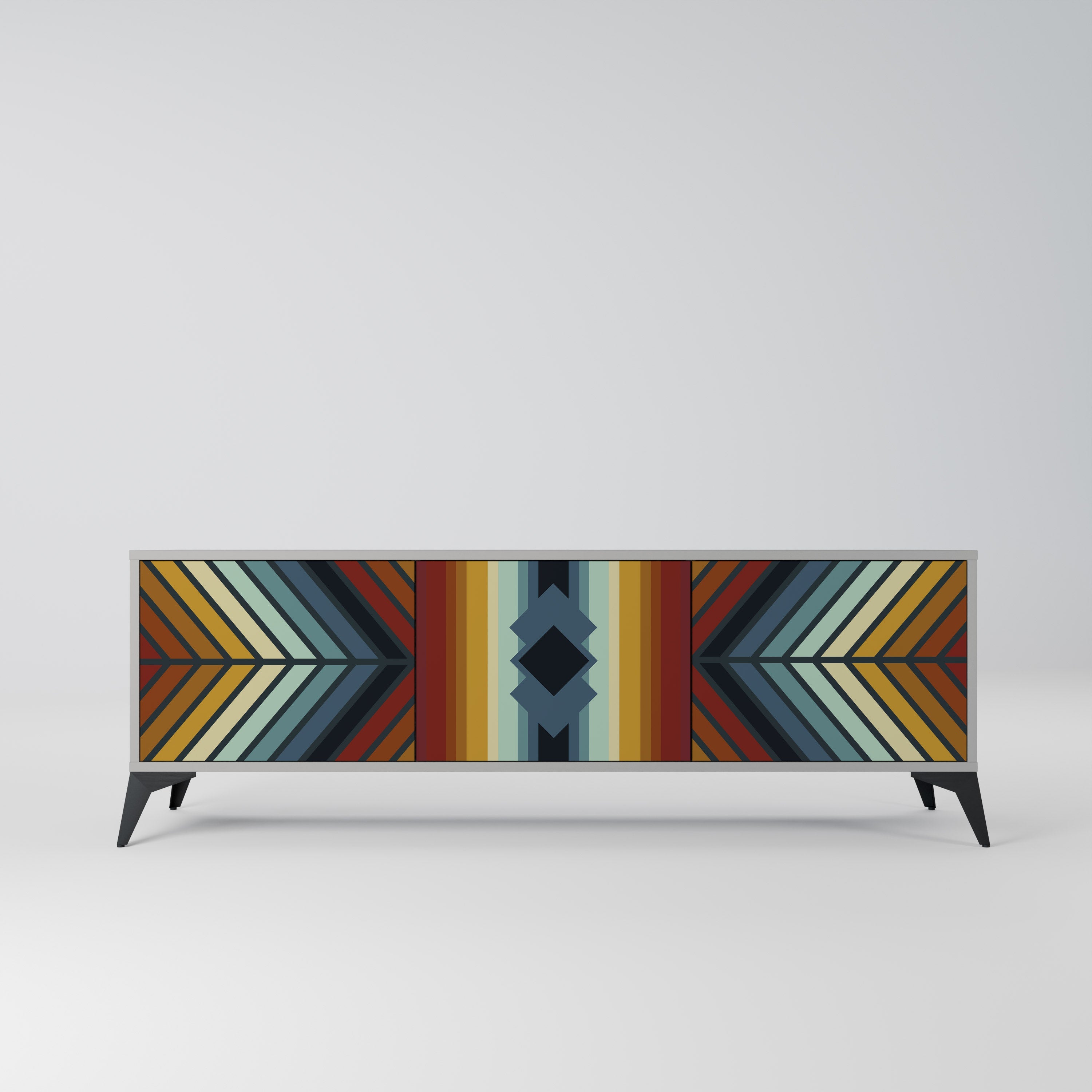 INDIGENOUS ZIGZAG Móvel de TV com 3 Portas em Acabamento Cinzento