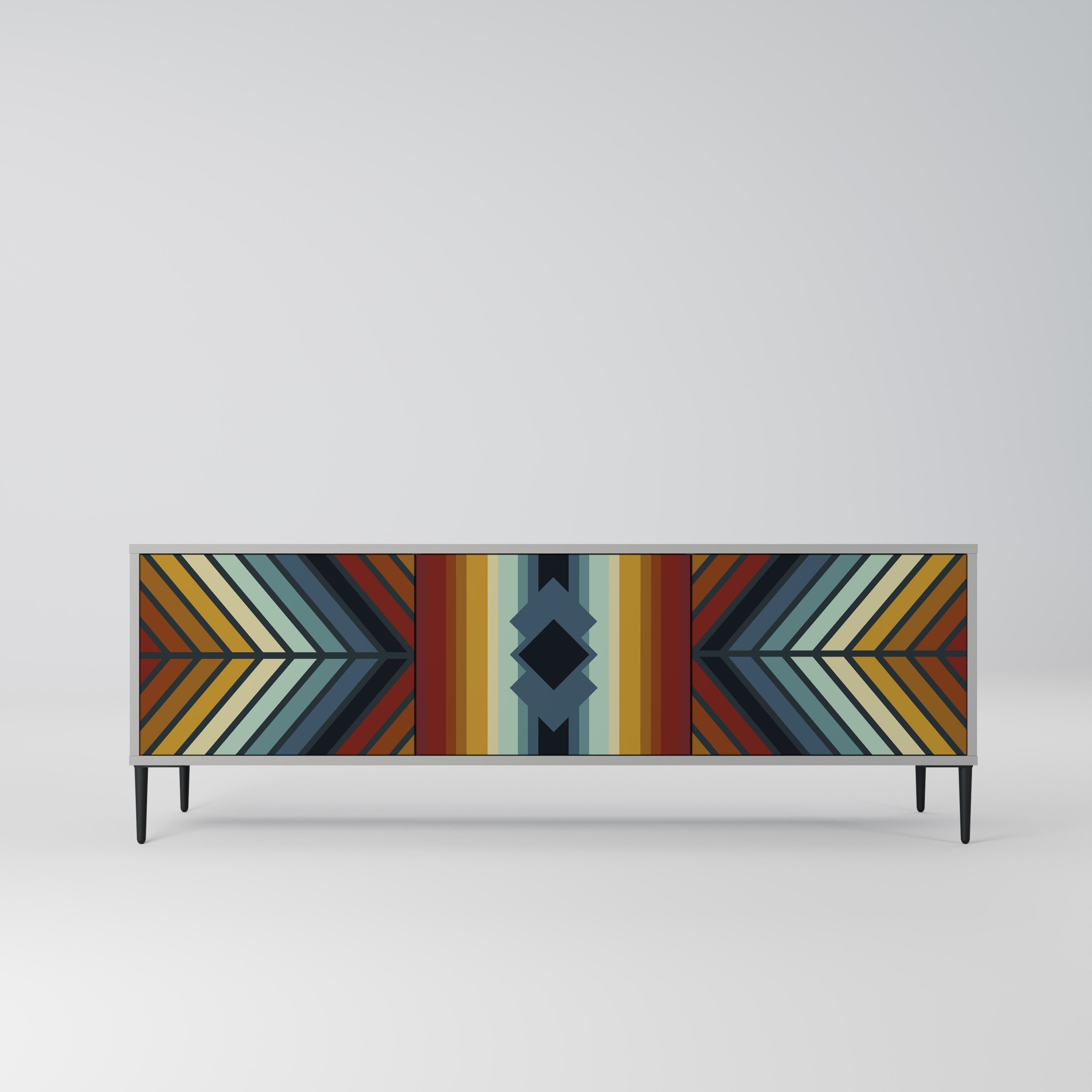 INDIGENOUS ZIGZAG Móvel de TV com 3 Portas em Acabamento Cinzento