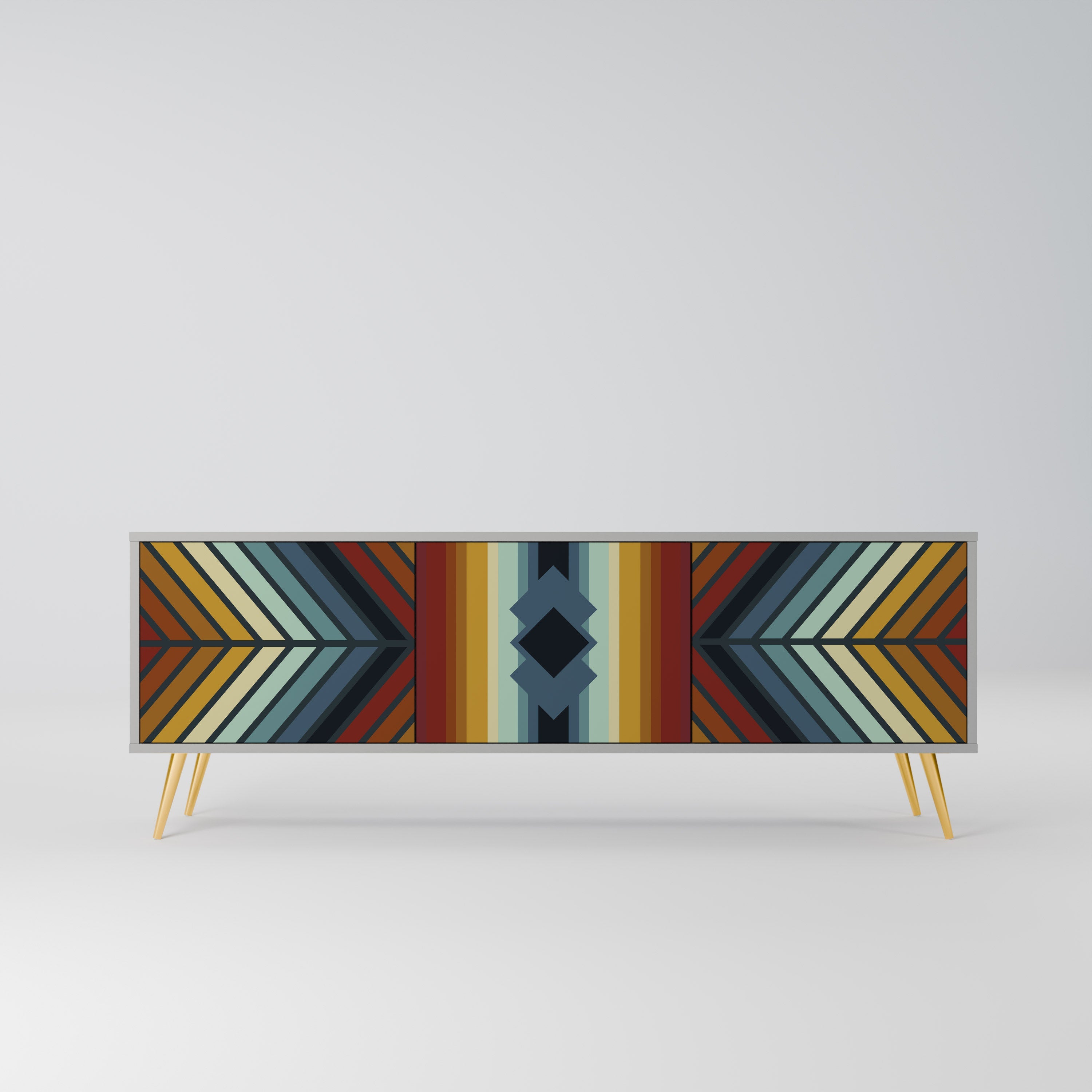 INDIGENOUS ZIGZAG Móvel de TV com 3 Portas em Acabamento Cinzento