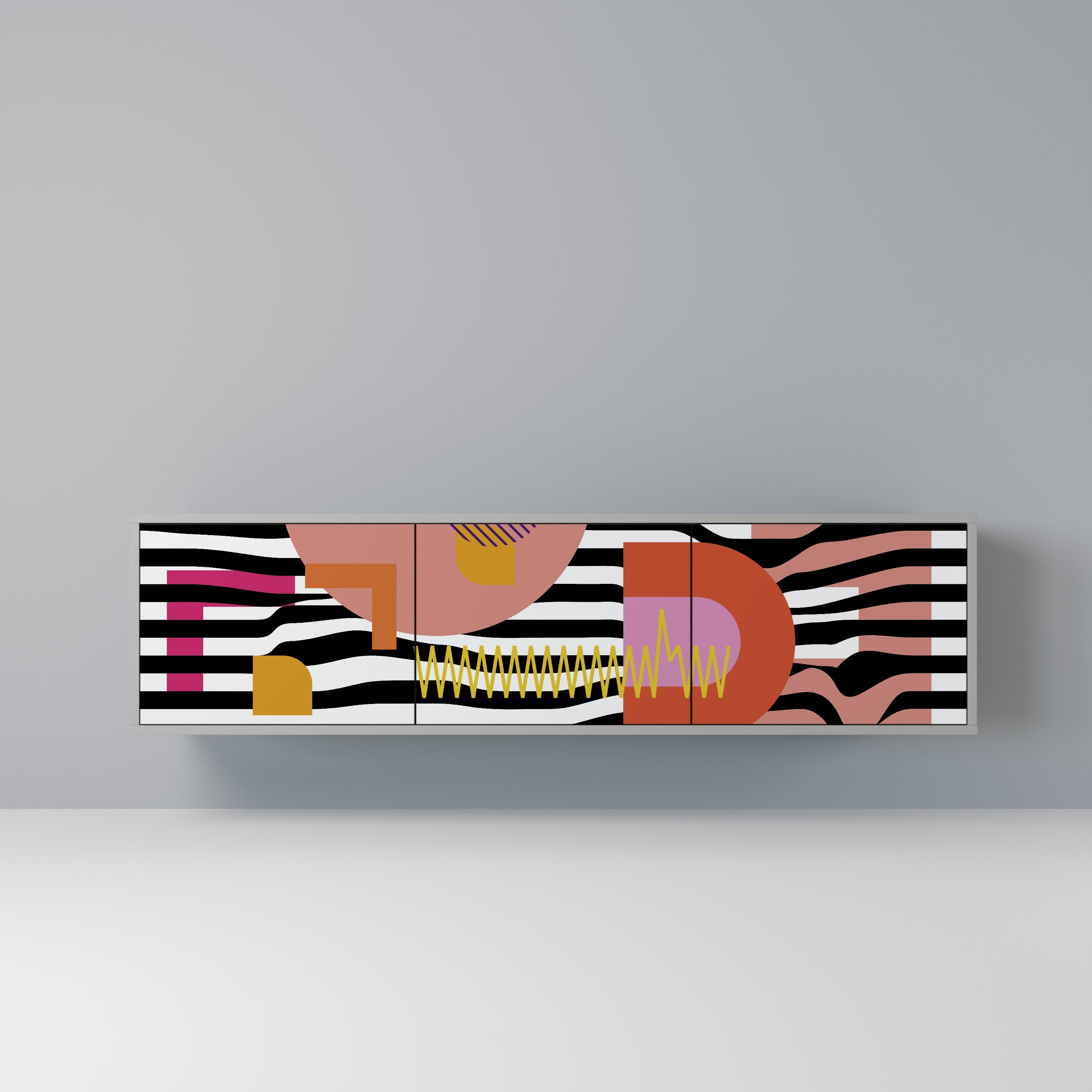 CHROMATIC ABSTRACT Móvel de TV com 3 Portas em Acabamento Cinzento