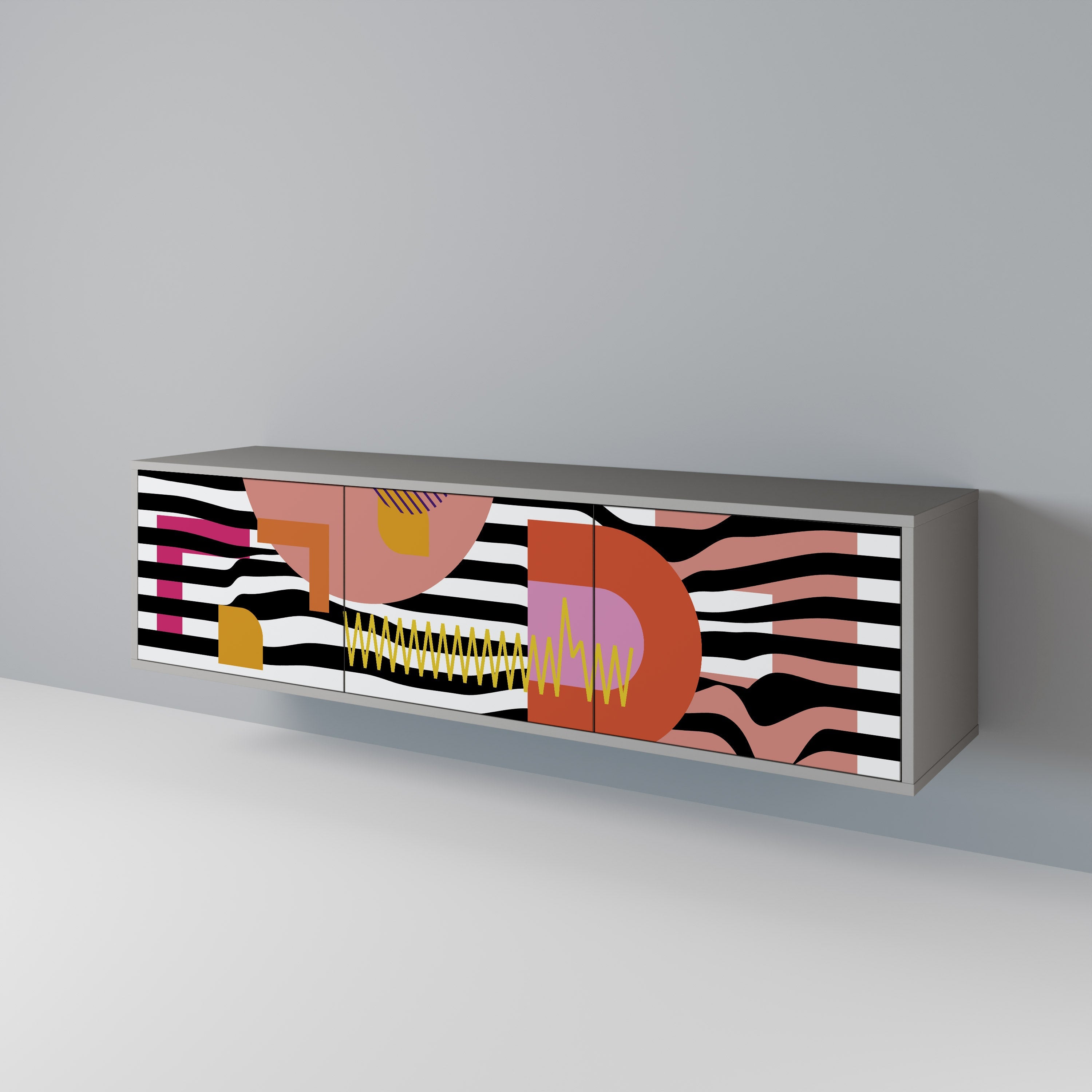 CHROMATIC ABSTRACT Móvel de TV com 3 Portas em Acabamento Cinzento