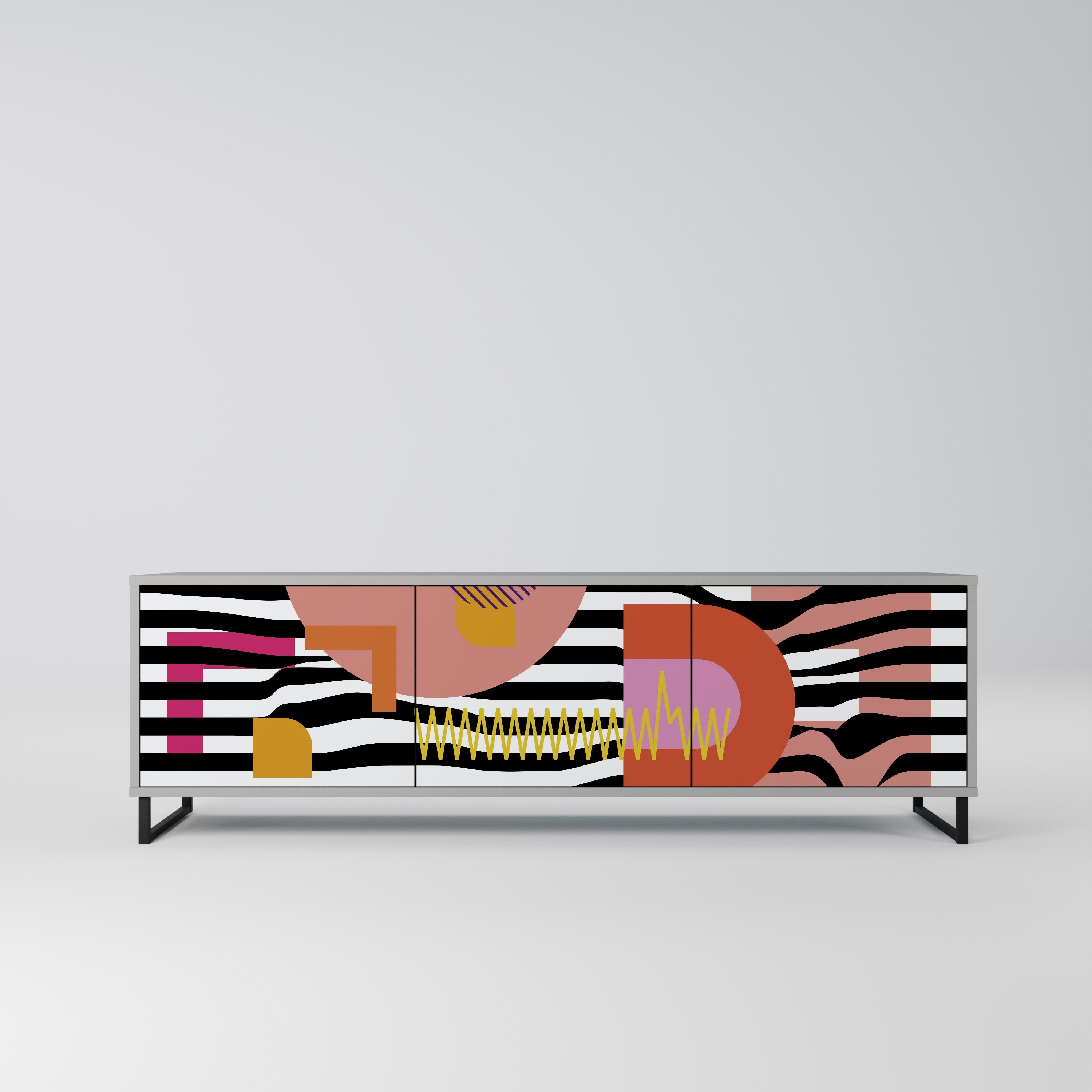 CHROMATIC ABSTRACT Móvel de TV com 3 Portas em Acabamento Cinzento