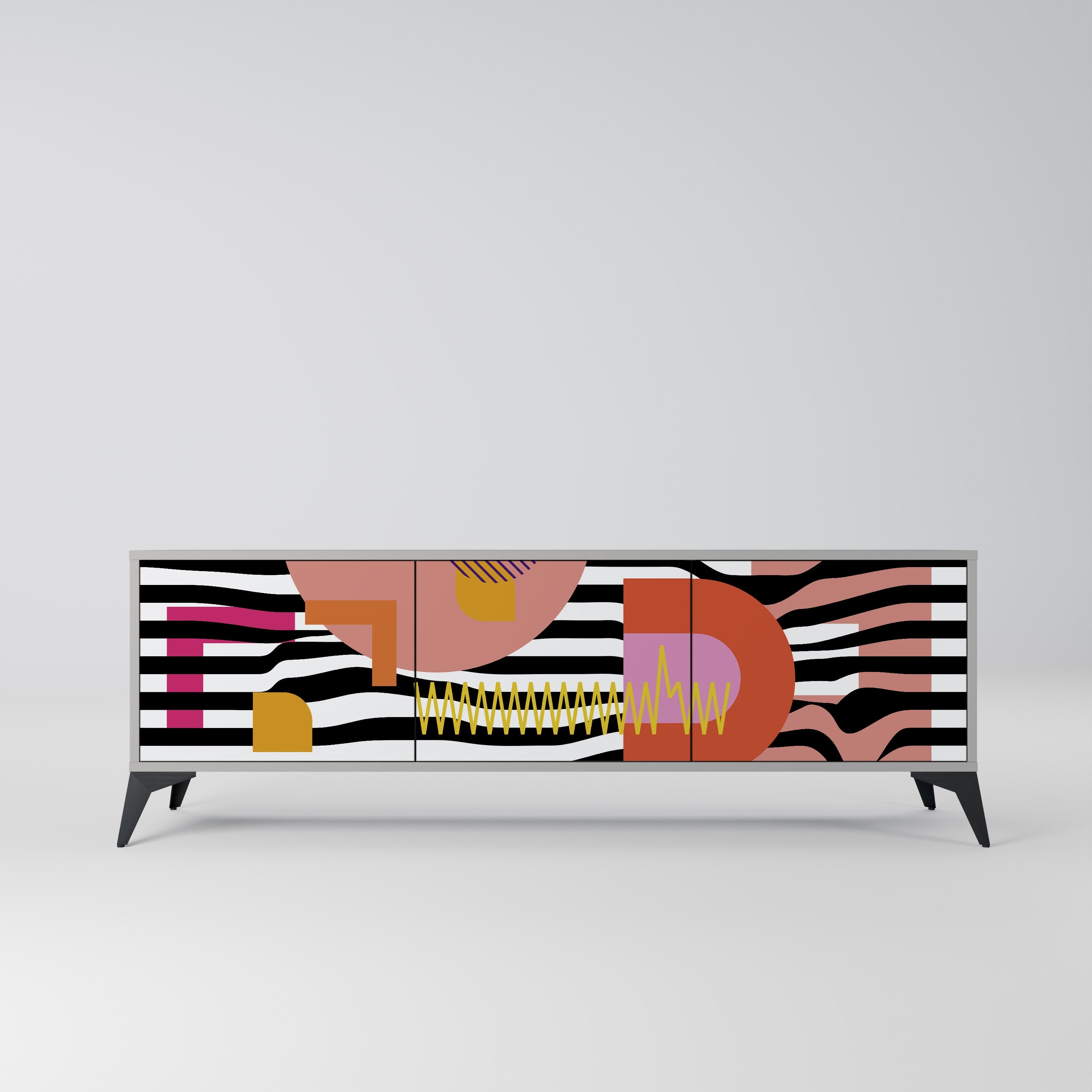 CHROMATIC ABSTRACT Móvel de TV com 3 Portas em Acabamento Cinzento